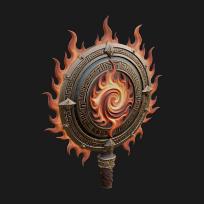 Flame Ringed Shield Model Design 1 3D Print Model