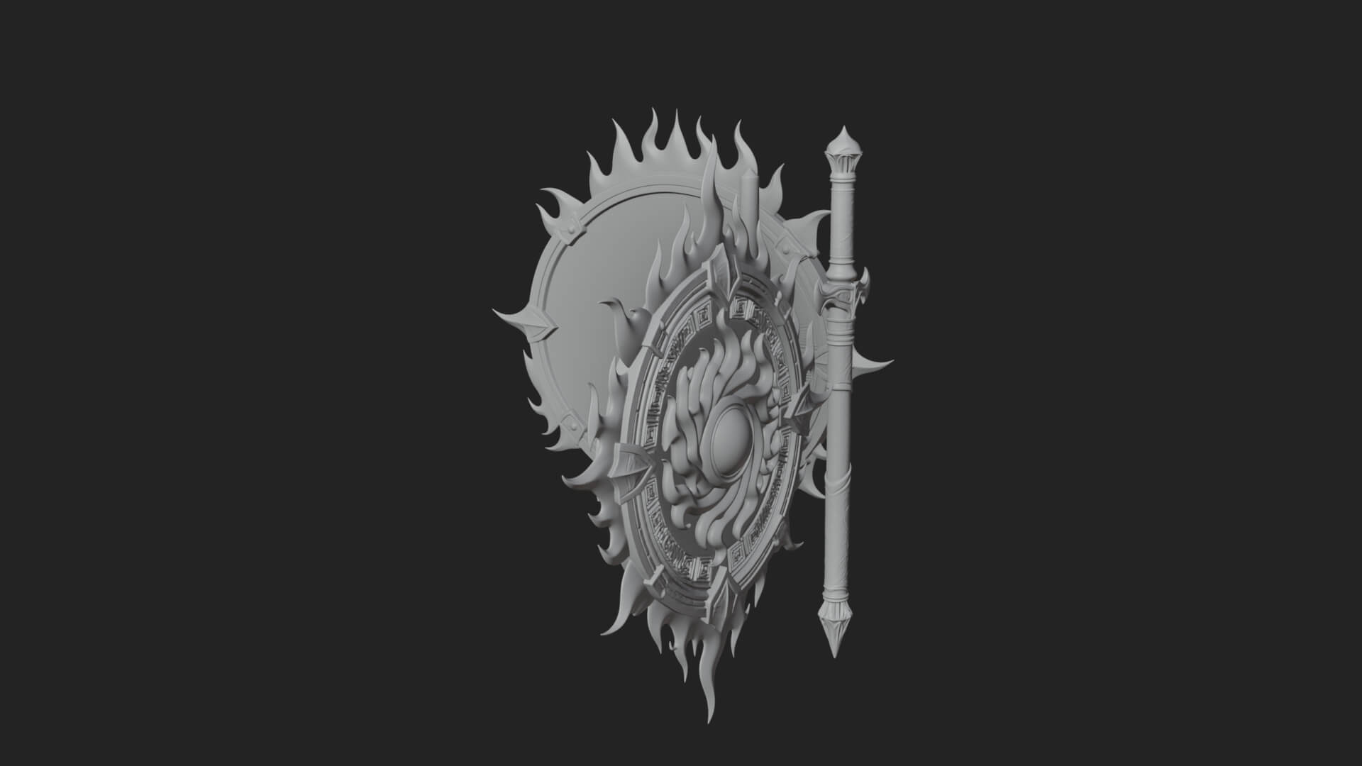 Flame Ringed Shield Model Design 2 3D Print Model 3D Model
