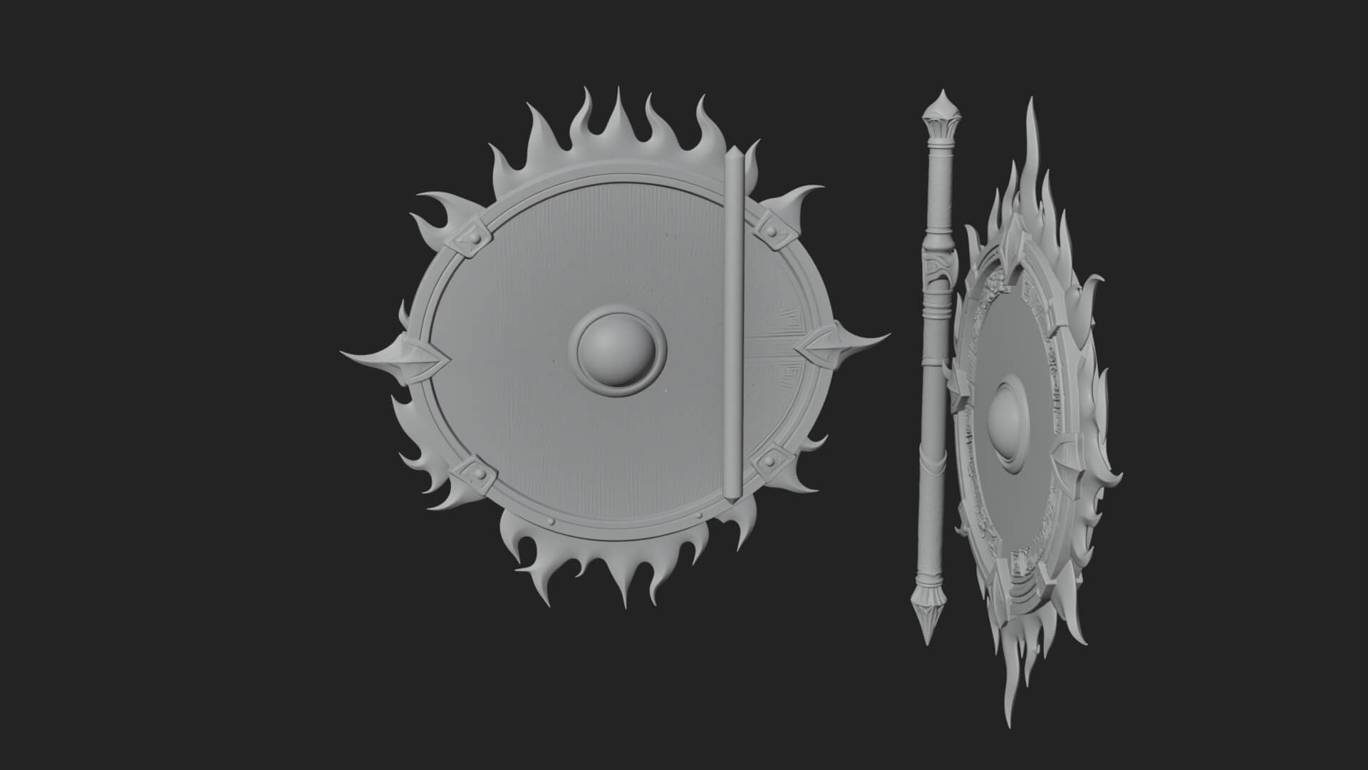 Flame Ringed Shield Model Design 2 3D Print Model 3D Model