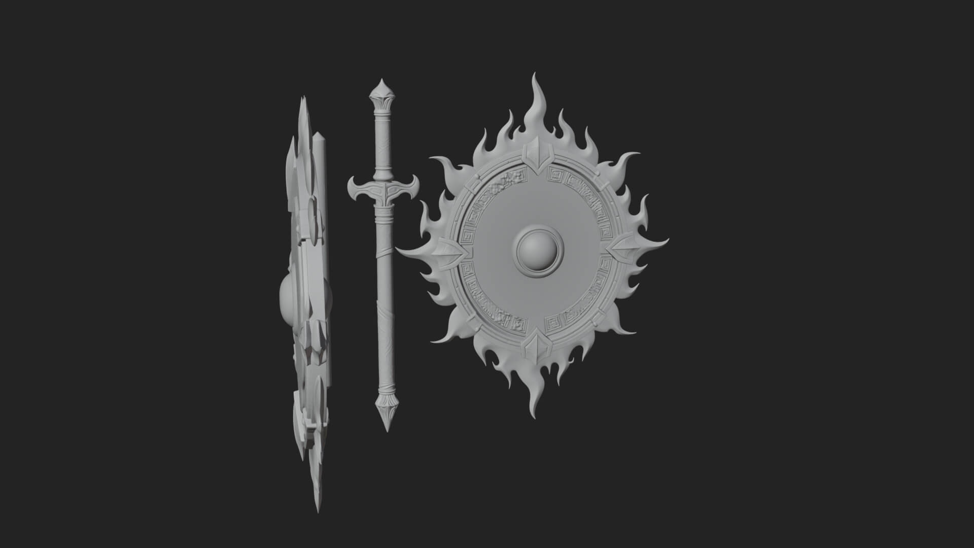 Flame Ringed Shield Model Design 2 3D Print Model 3D Model