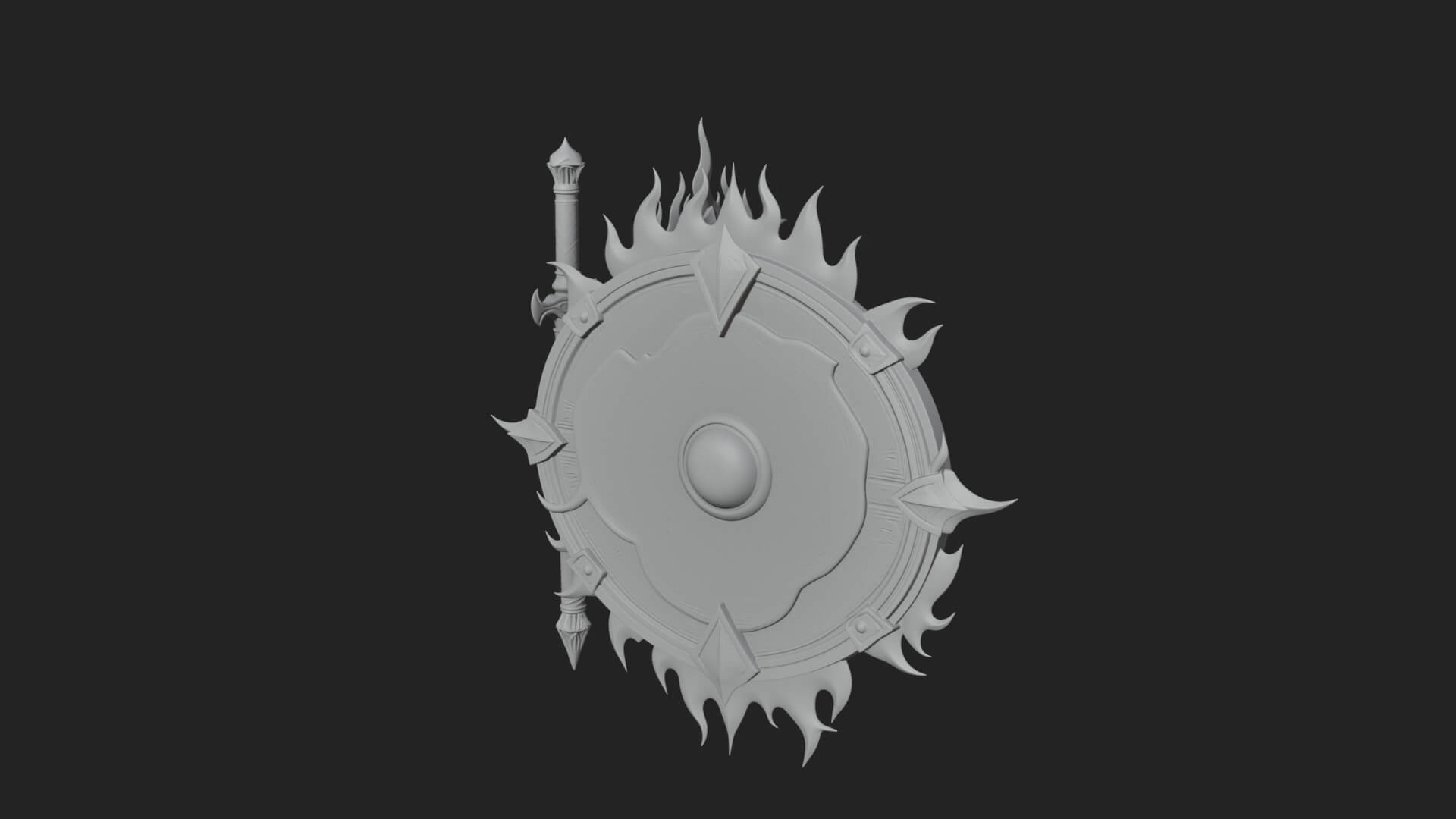 Flame Ringed Shield Model Design 2 3D Print Model 3D Model