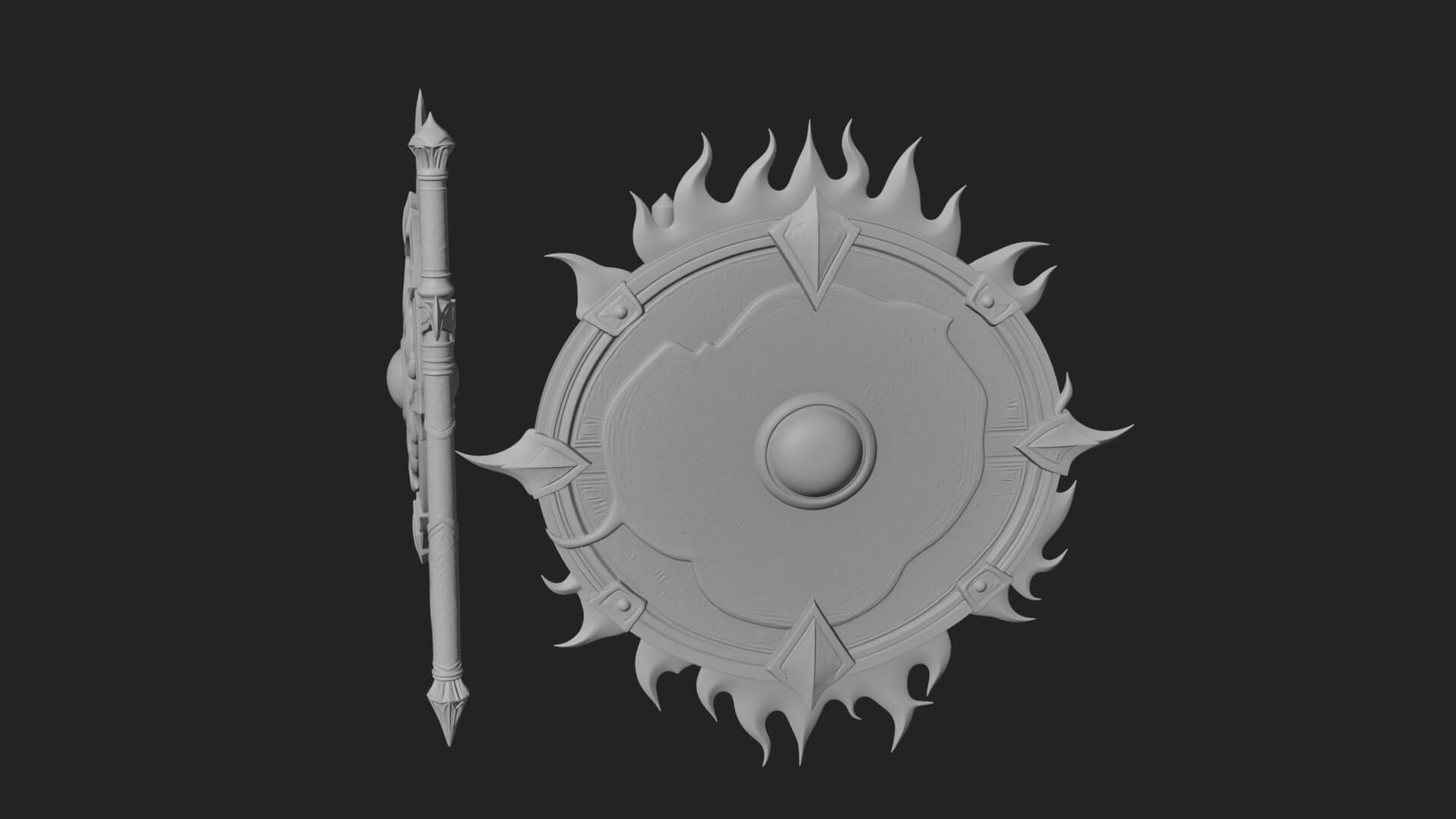 Flame Ringed Shield Model Design 2 3D Print Model 3D Model
