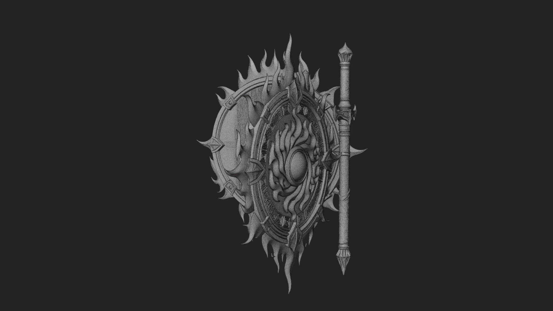 Flame Ringed Shield Model Design 2 3D Print Model 3D Model