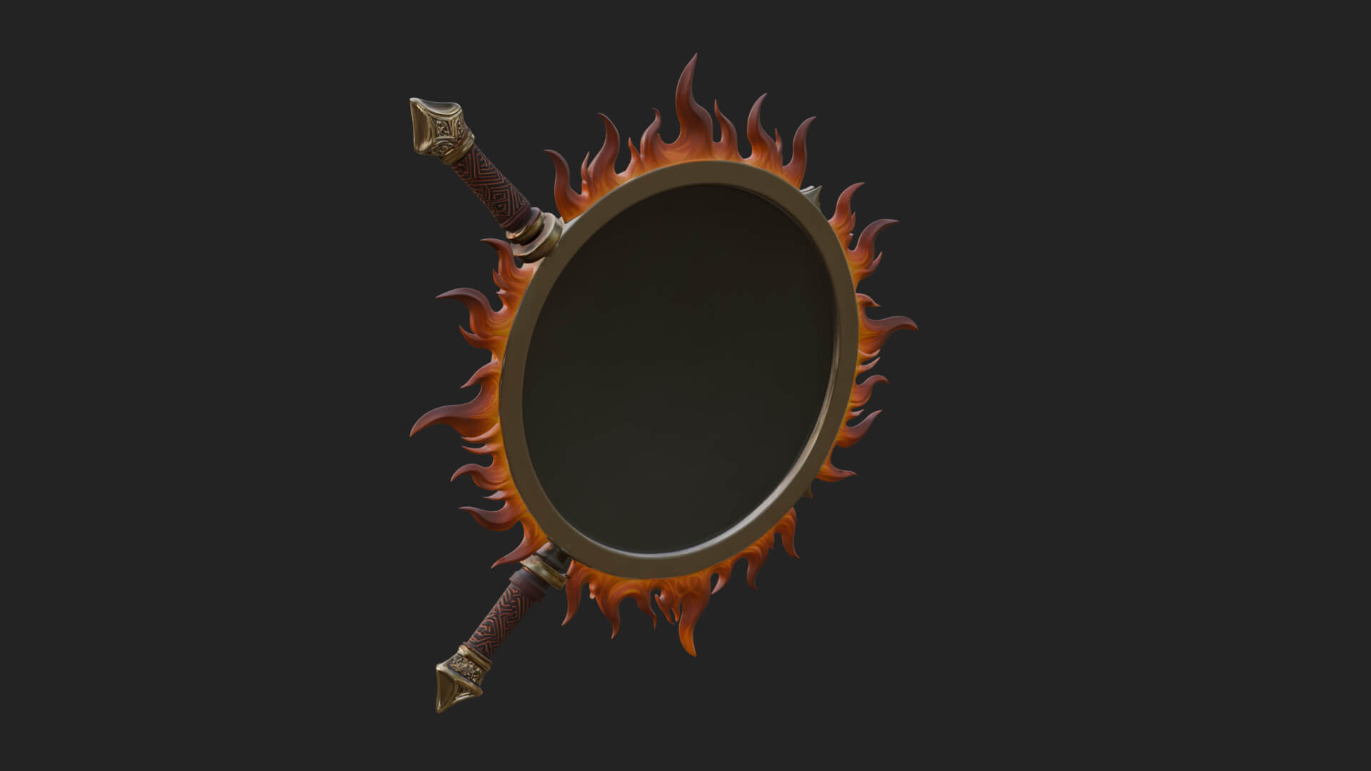 Flame Ringed Shield Model Design 3 3D Print Model 3D Model