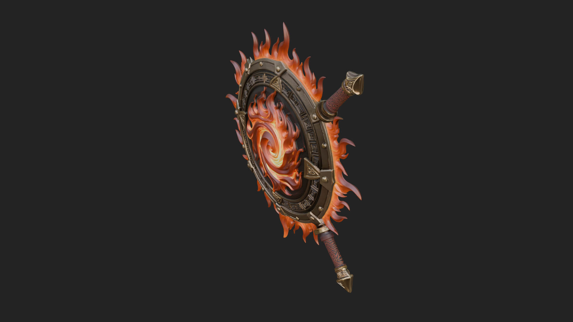 Flame Ringed Shield Model Design 3 3D Print Model 3D Model