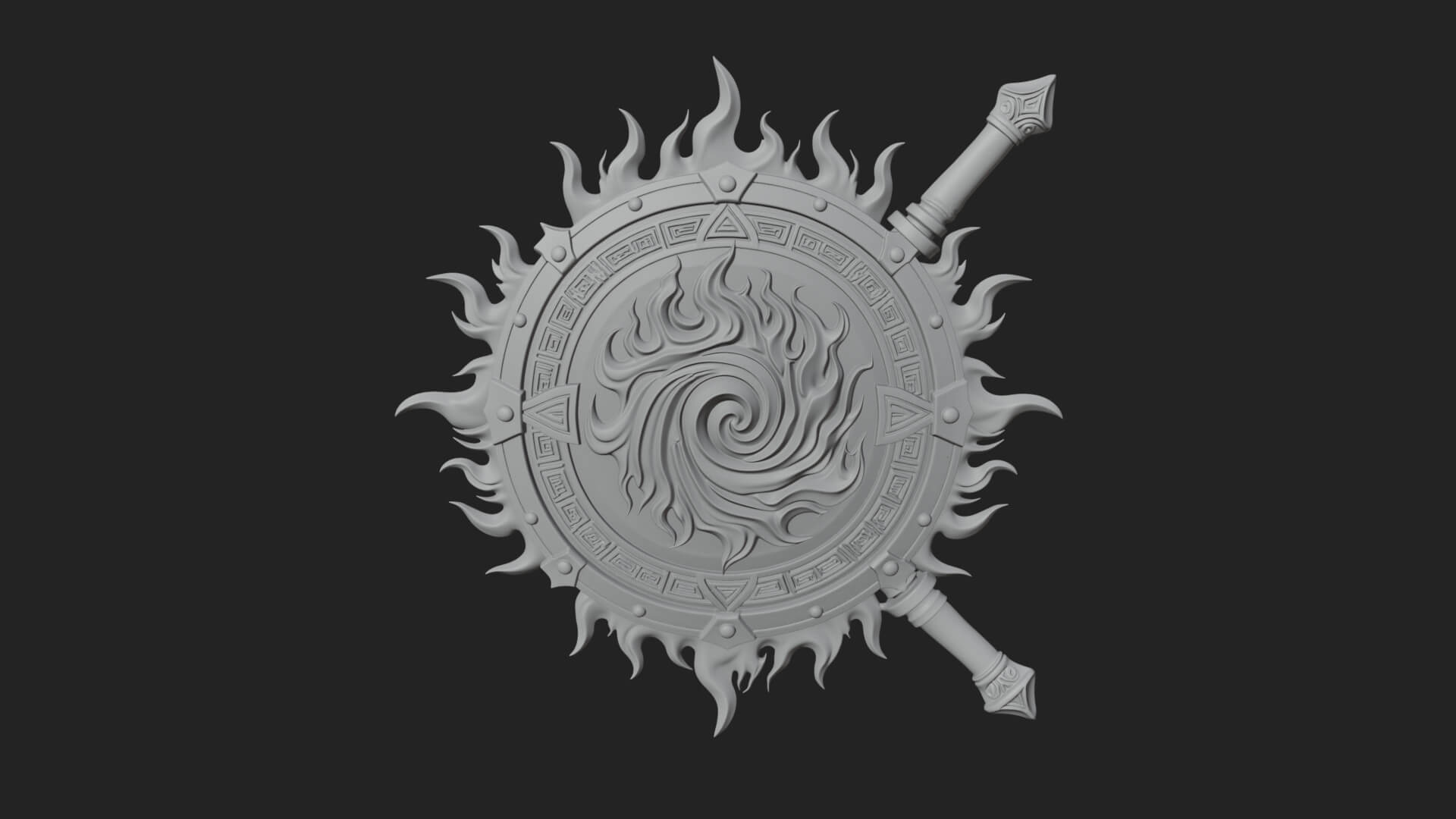 Flame Ringed Shield Model Design 3 3D Print Model 3D Model