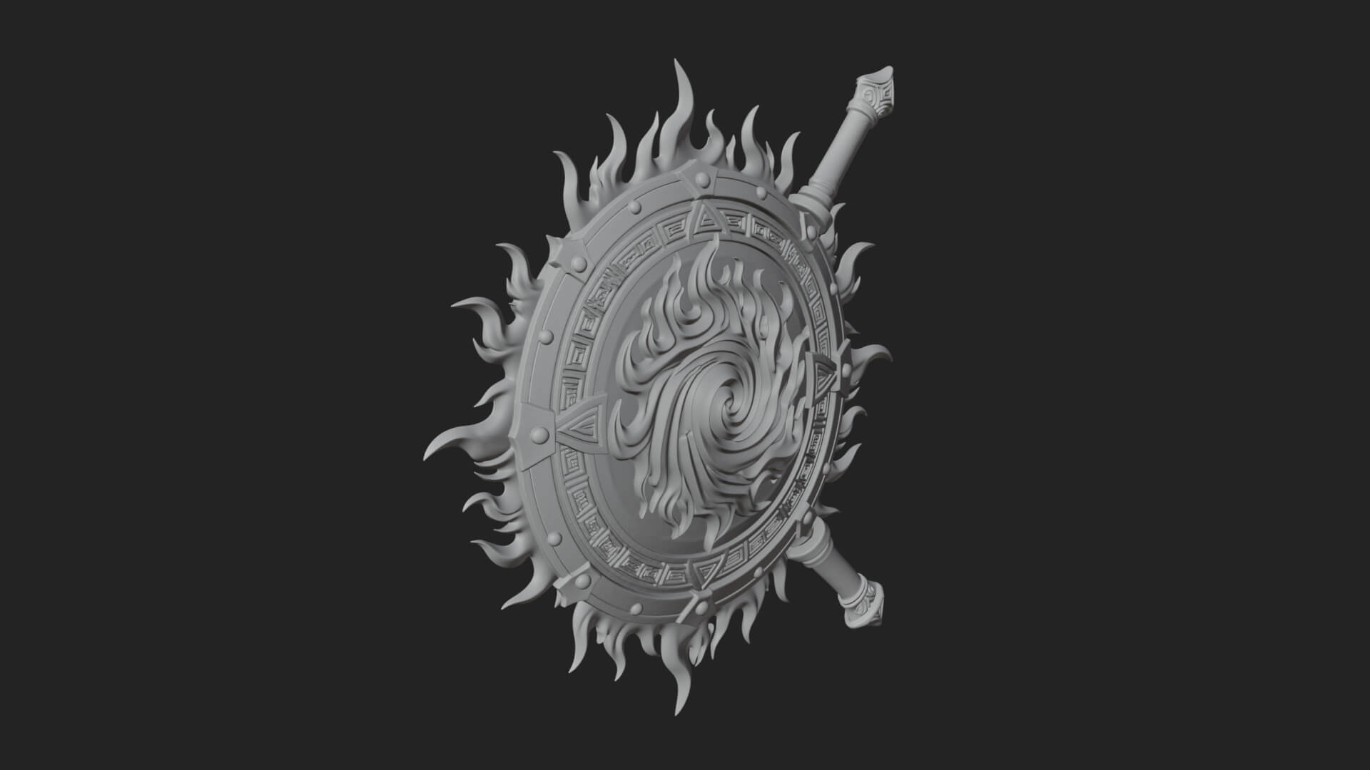 Flame Ringed Shield Model Design 3 3D Print Model 3D Model