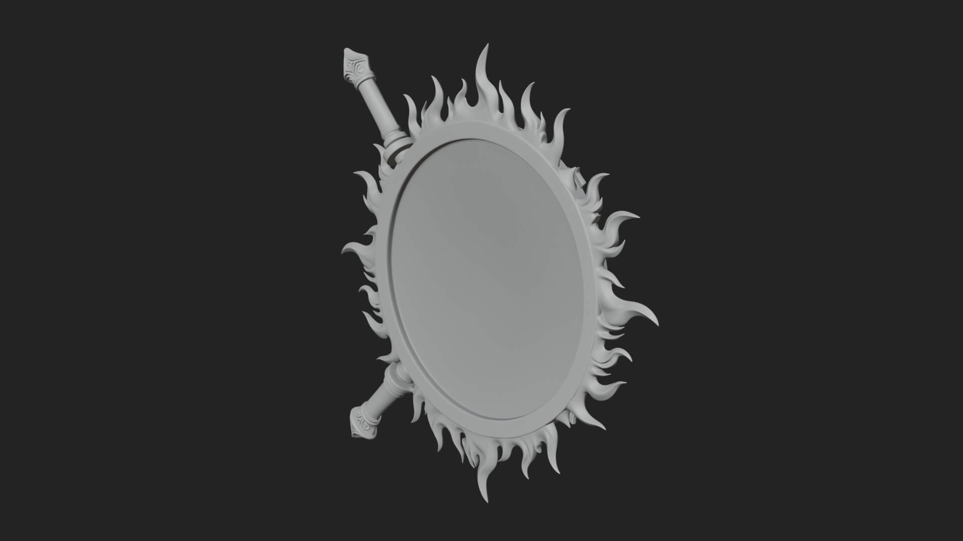 Flame Ringed Shield Model Design 3 3D Print Model 3D Model