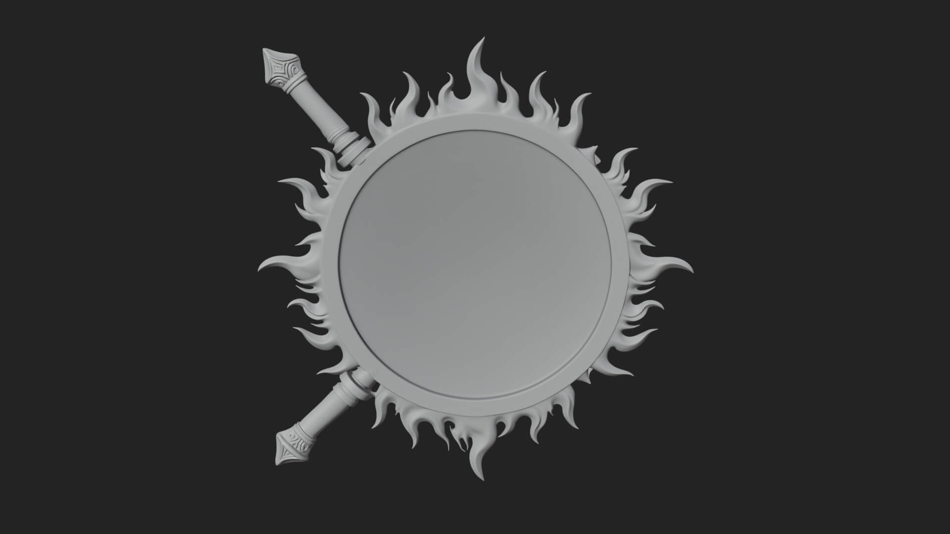 Flame Ringed Shield Model Design 3 3D Print Model 3D Model