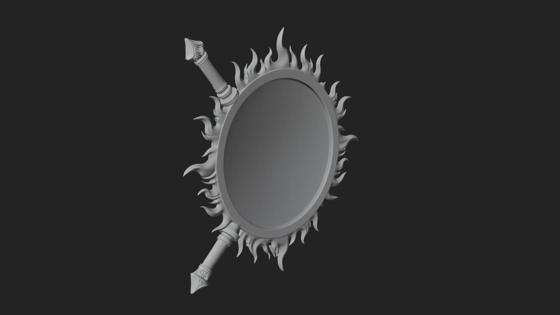 Flame Ringed Shield Model Design 3 3D Print Model 3D Model