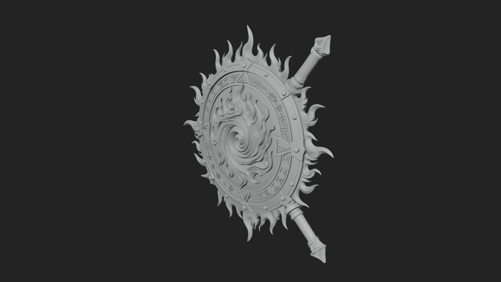 Flame Ringed Shield Model Design 3 3D Print Model 3D Model