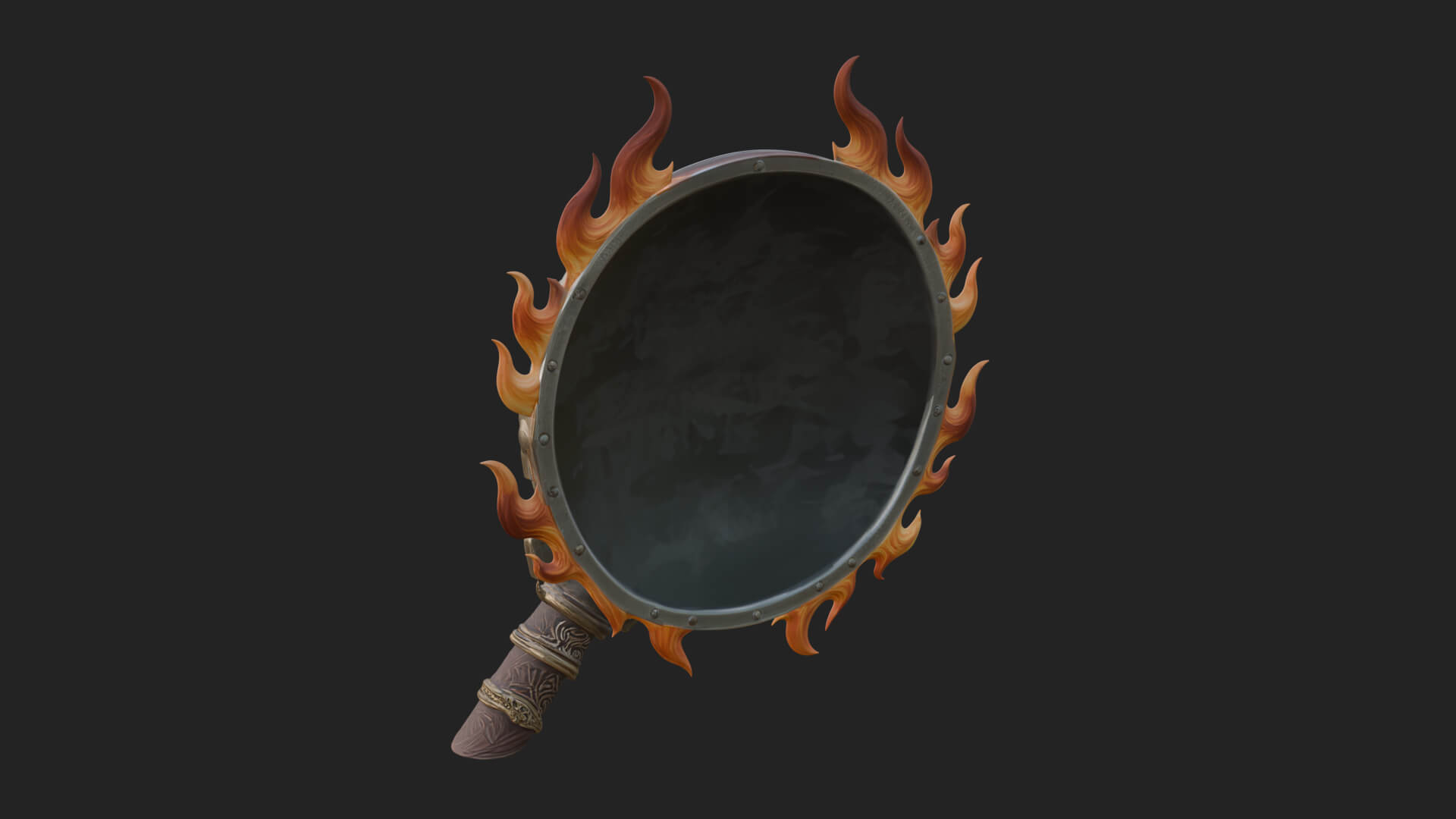 Flame Ringed Shield Model Design 4 3D Print Model 3D Model