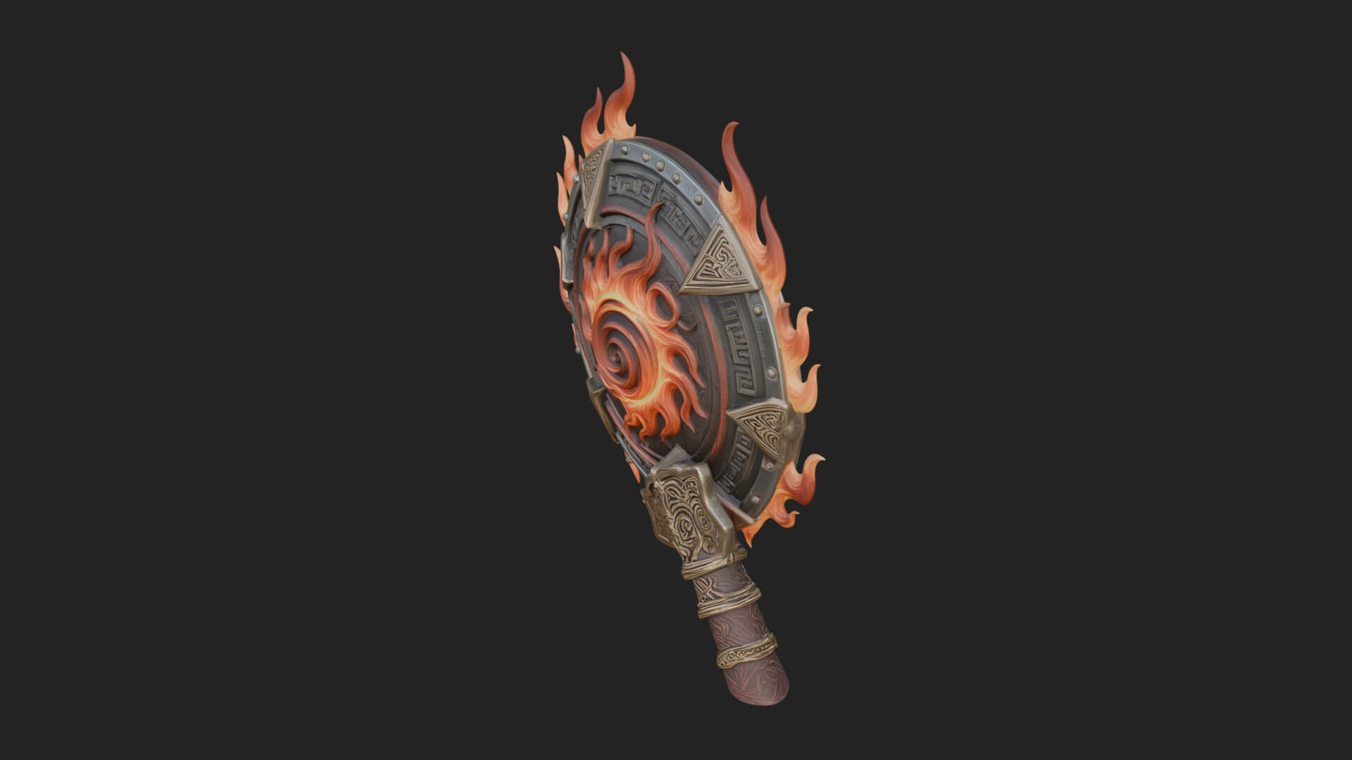 Flame Ringed Shield Model Design 4 3D Print Model 3D Model