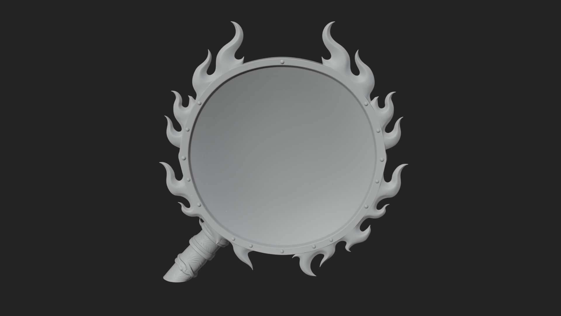 Flame Ringed Shield Model Design 4 3D Print Model 3D Model