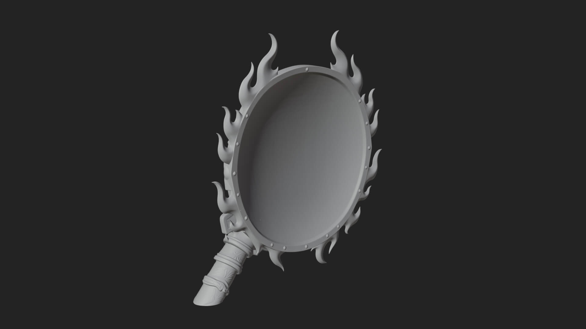 Flame Ringed Shield Model Design 4 3D Print Model 3D Model