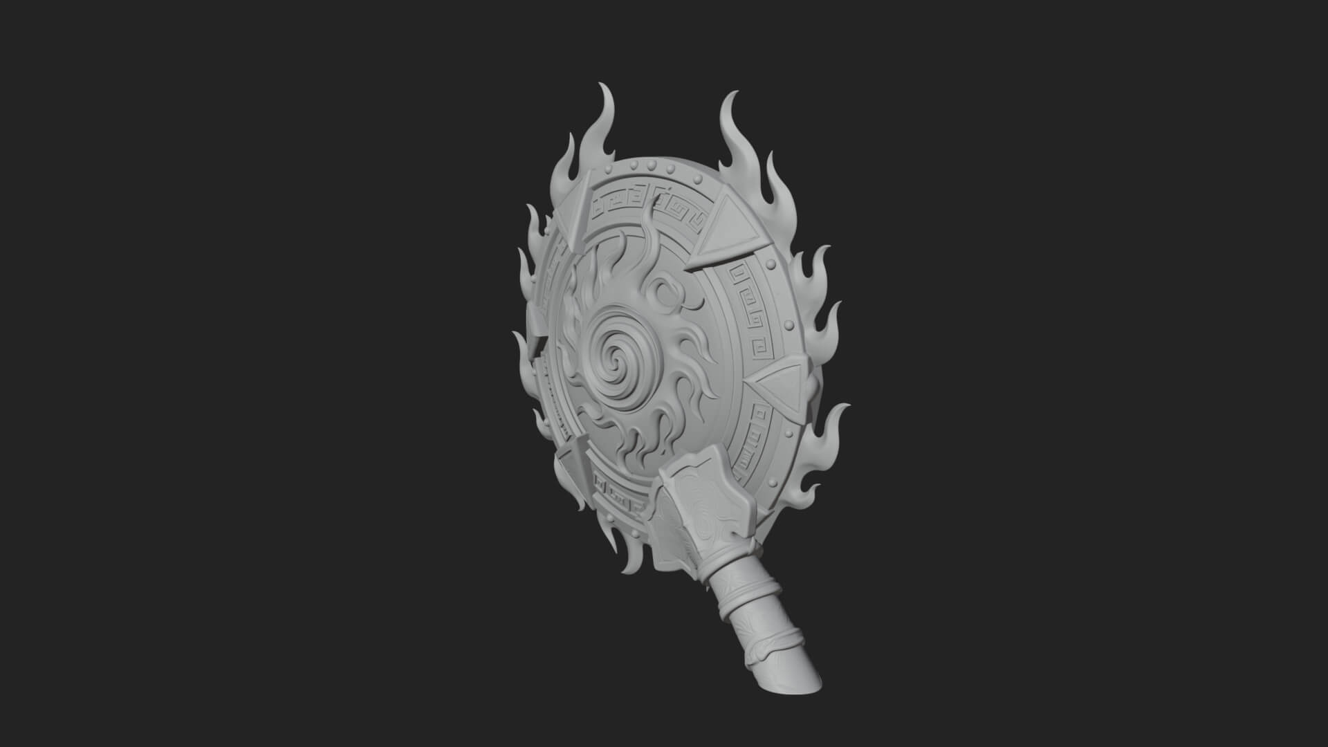 Flame Ringed Shield Model Design 4 3D Print Model 3D Model