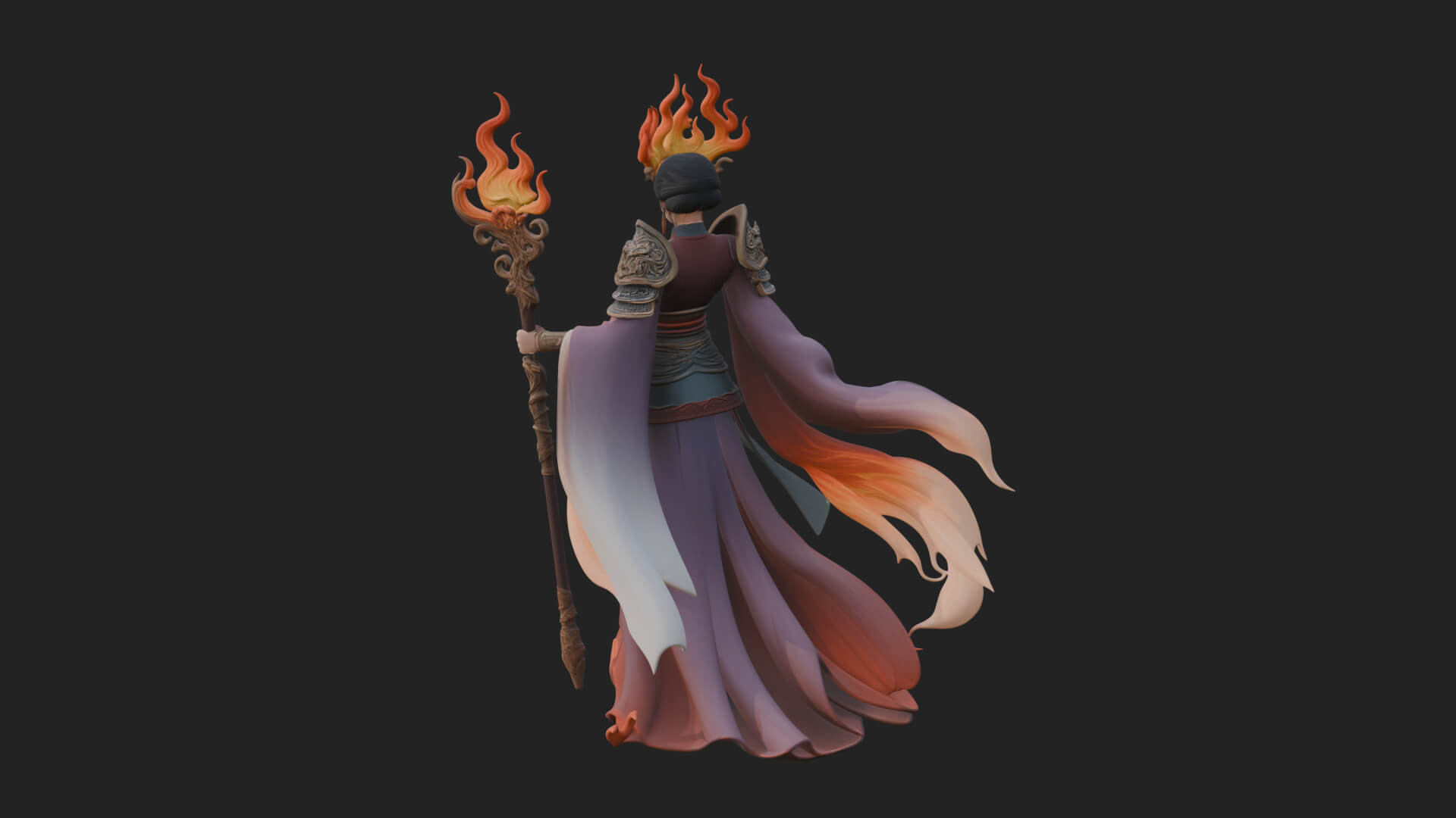 Flame Robed Sorceress Statue Design 1 3D Print Model 3D Model