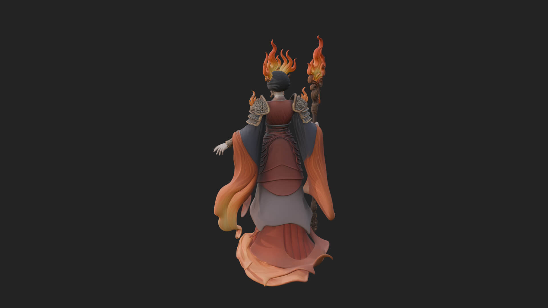 Flame Robed Sorceress Statue Design 2 3D Print Model 3D Model