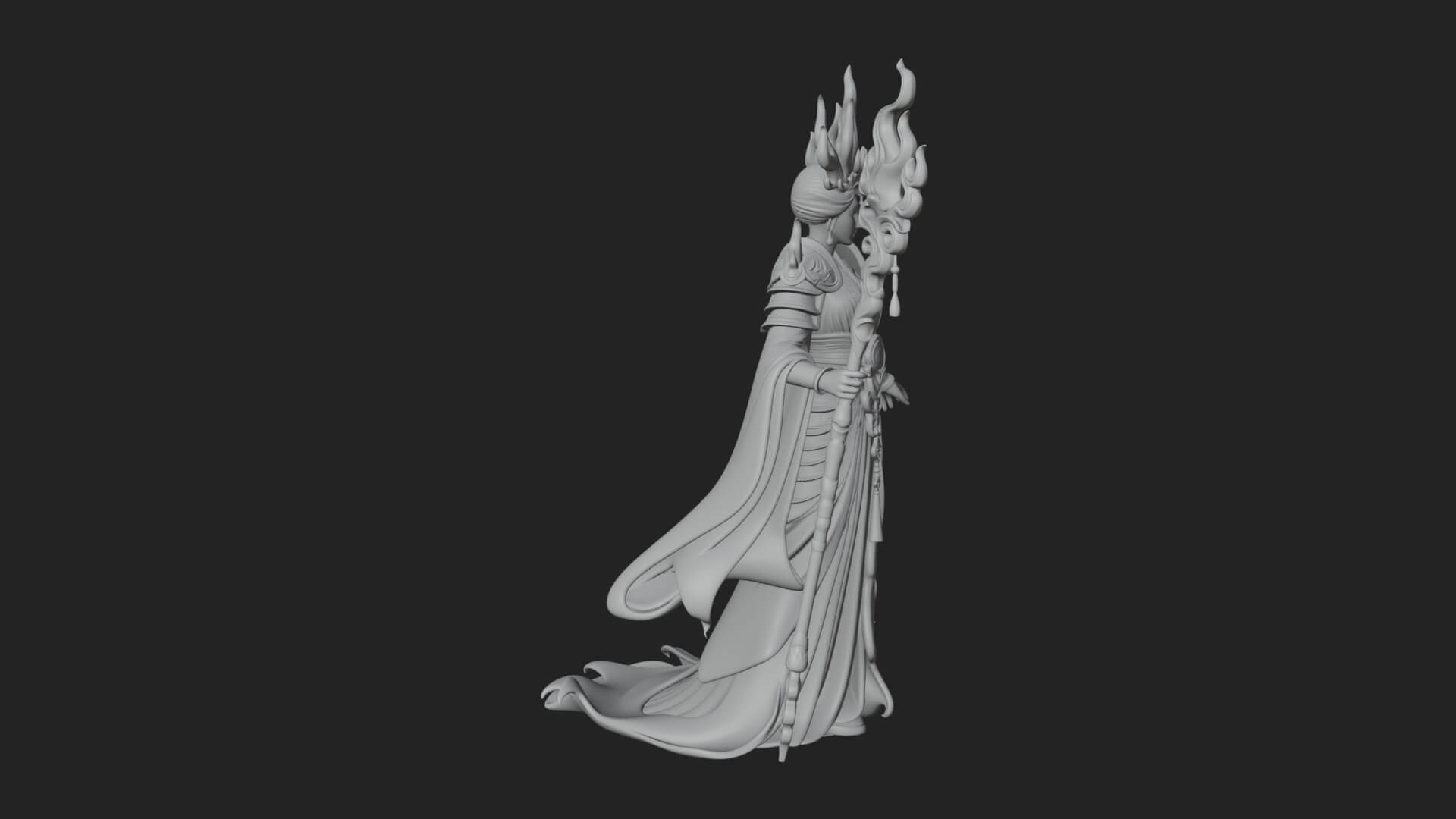 Flame Robed Sorceress Statue Design 2 3D Print Model 3D Model