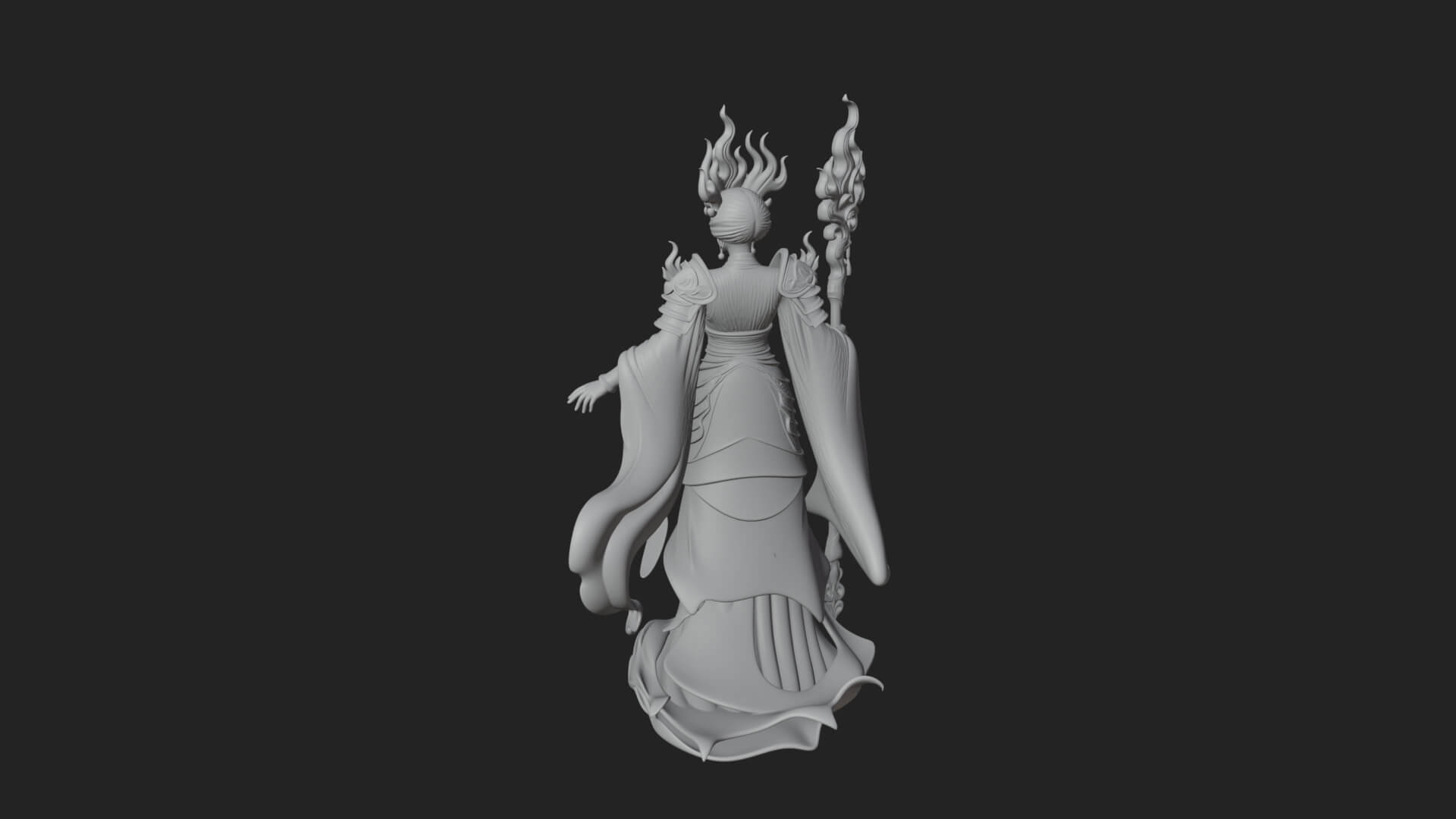 Flame Robed Sorceress Statue Design 2 3D Print Model 3D Model