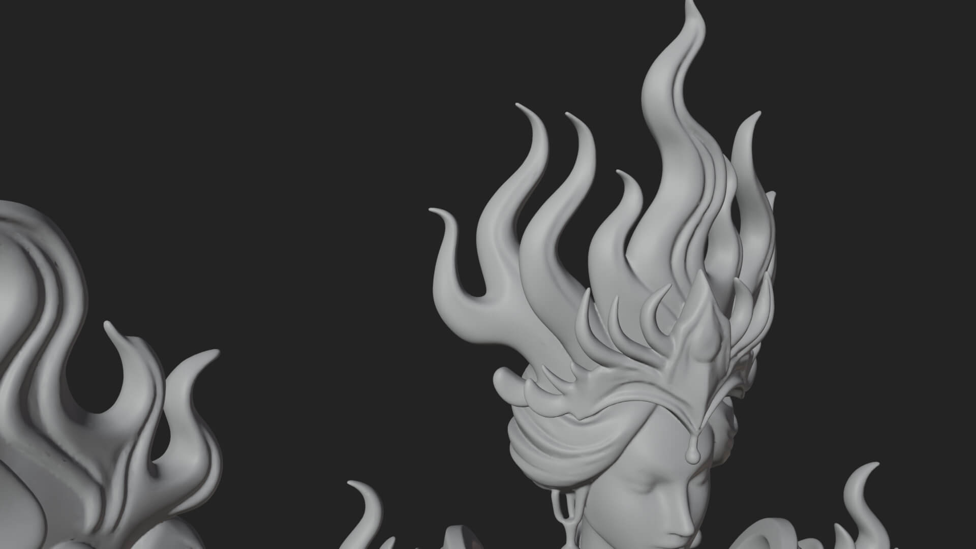 Flame Robed Sorceress Statue Design 2 3D Print Model 3D Model