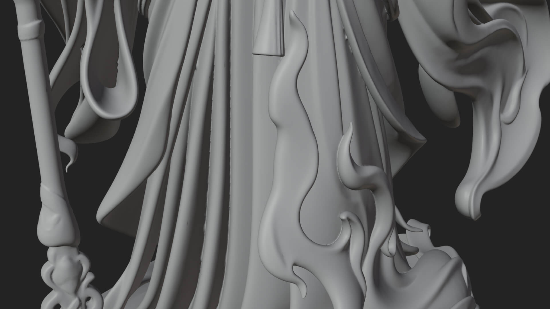 Flame Robed Sorceress Statue Design 2 3D Print Model 3D Model