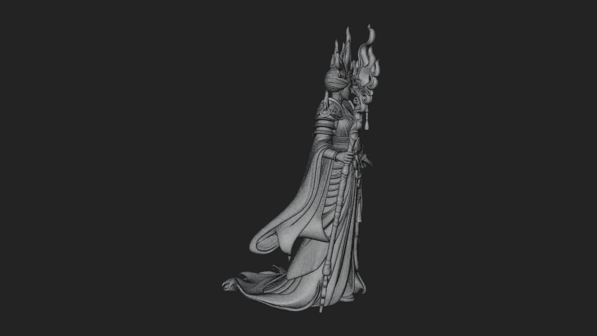 Flame Robed Sorceress Statue Design 2 3D Print Model 3D Model