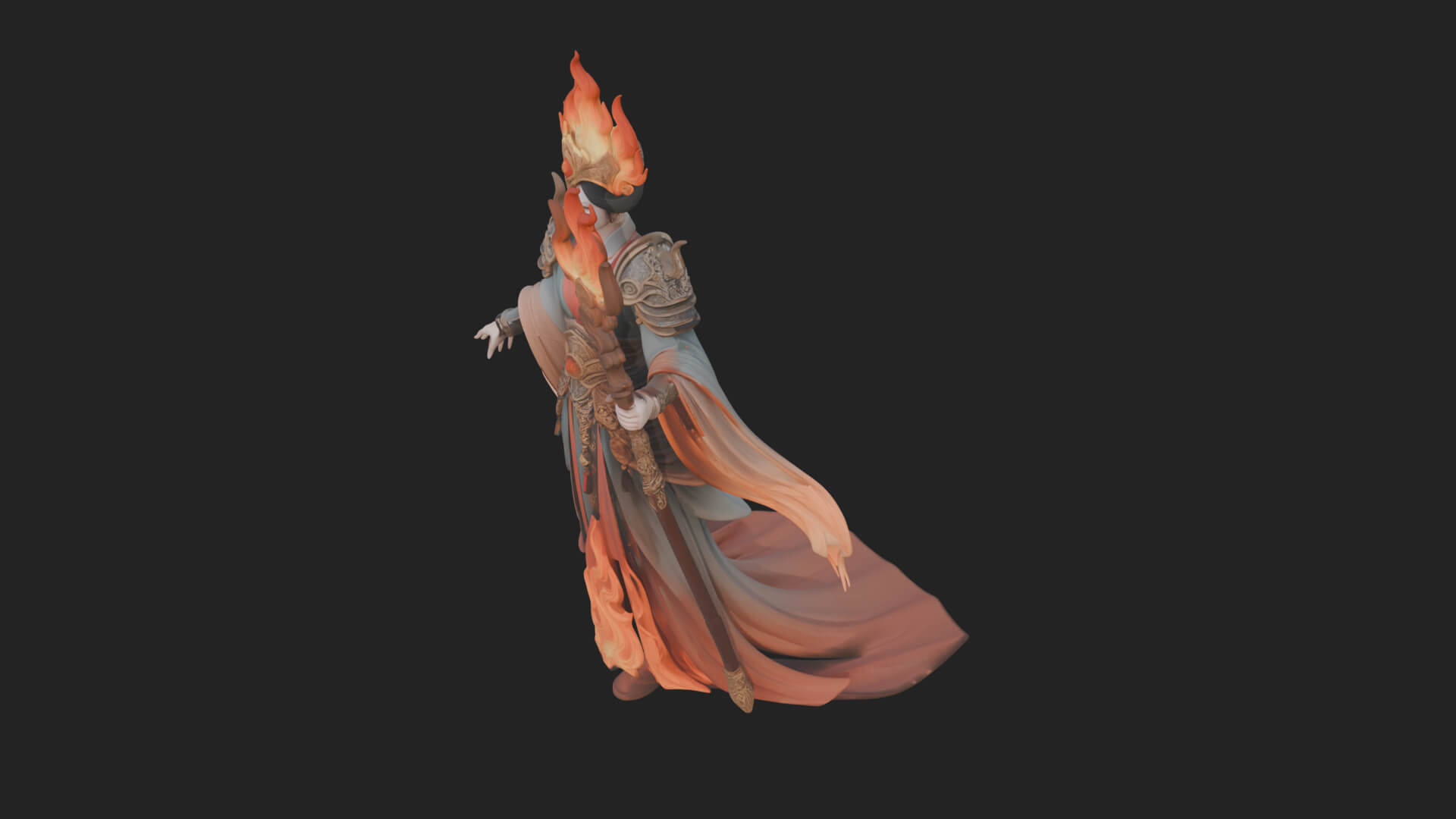 Flame Robed Sorceress Statue Design 3 3D Print Model 3D Model