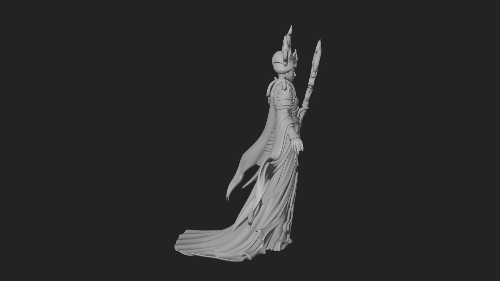 Flame Robed Sorceress Statue Design 3 3D Print Model 3D Model