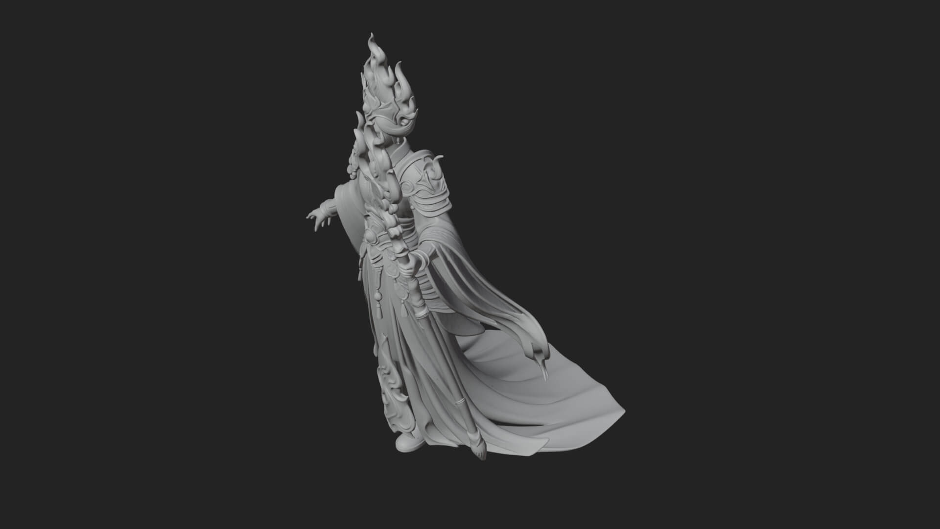Flame Robed Sorceress Statue Design 3 3D Print Model 3D Model