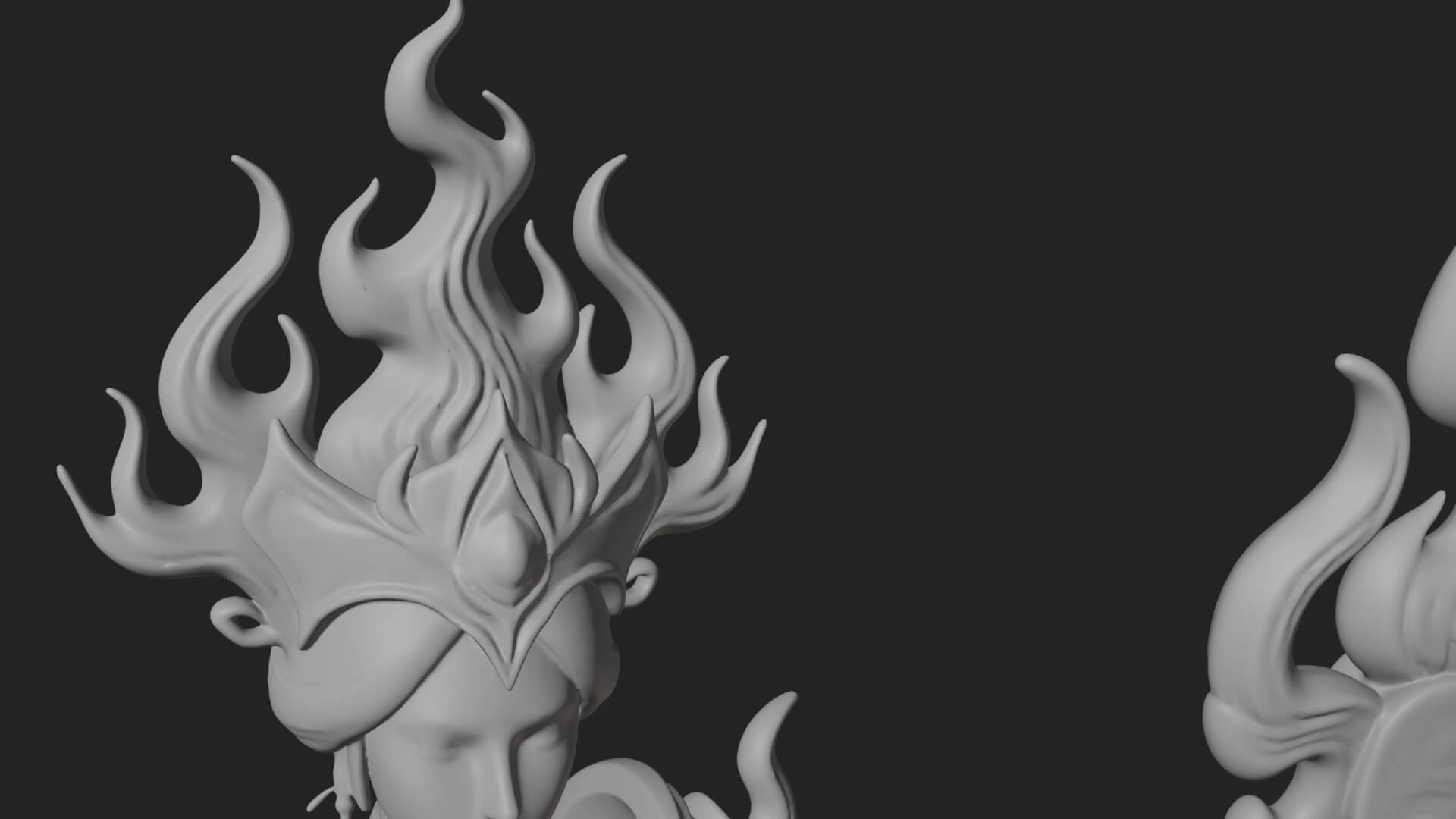 Flame Robed Sorceress Statue Design 3 3D Print Model 3D Model
