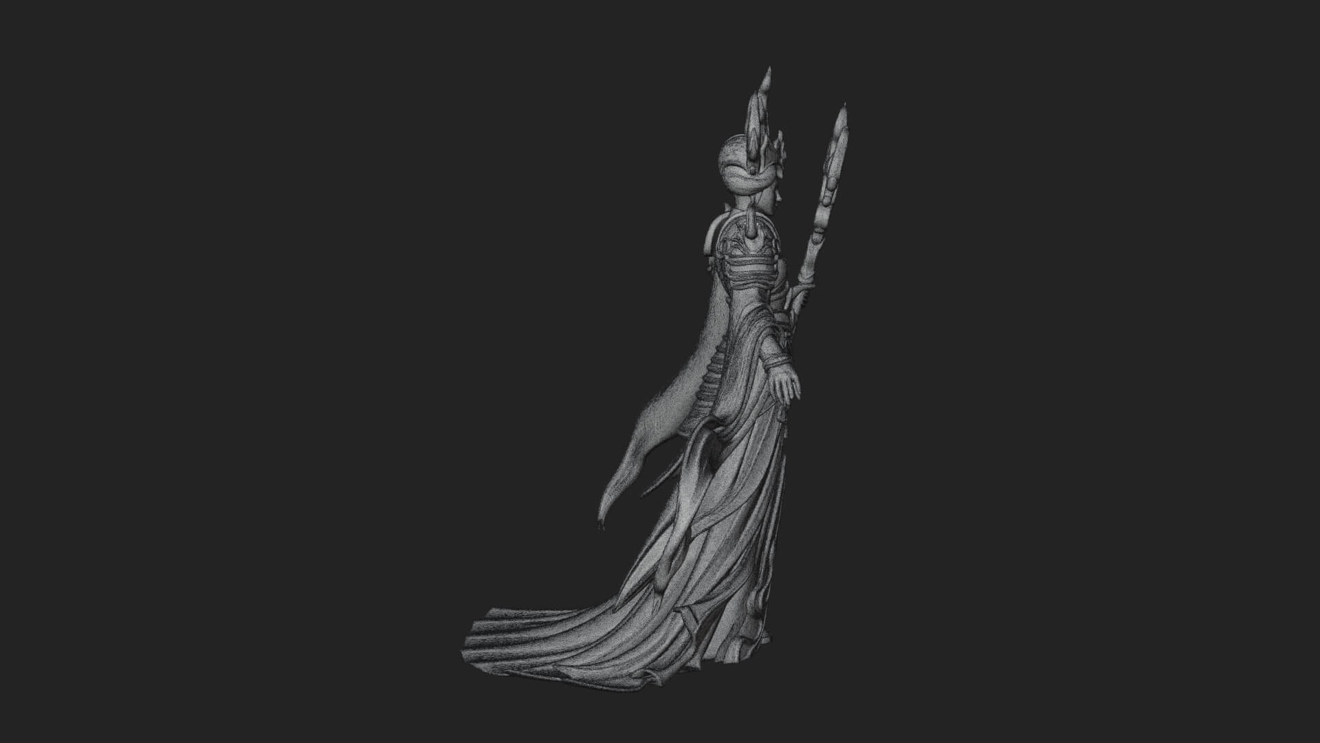 Flame Robed Sorceress Statue Design 3 3D Print Model 3D Model