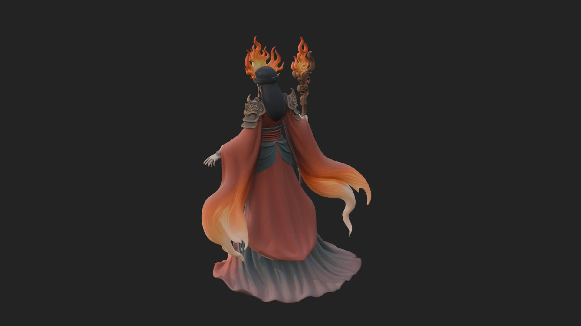 Flame Robed Sorceress Statue Design 4 3D Print Model 3D Model