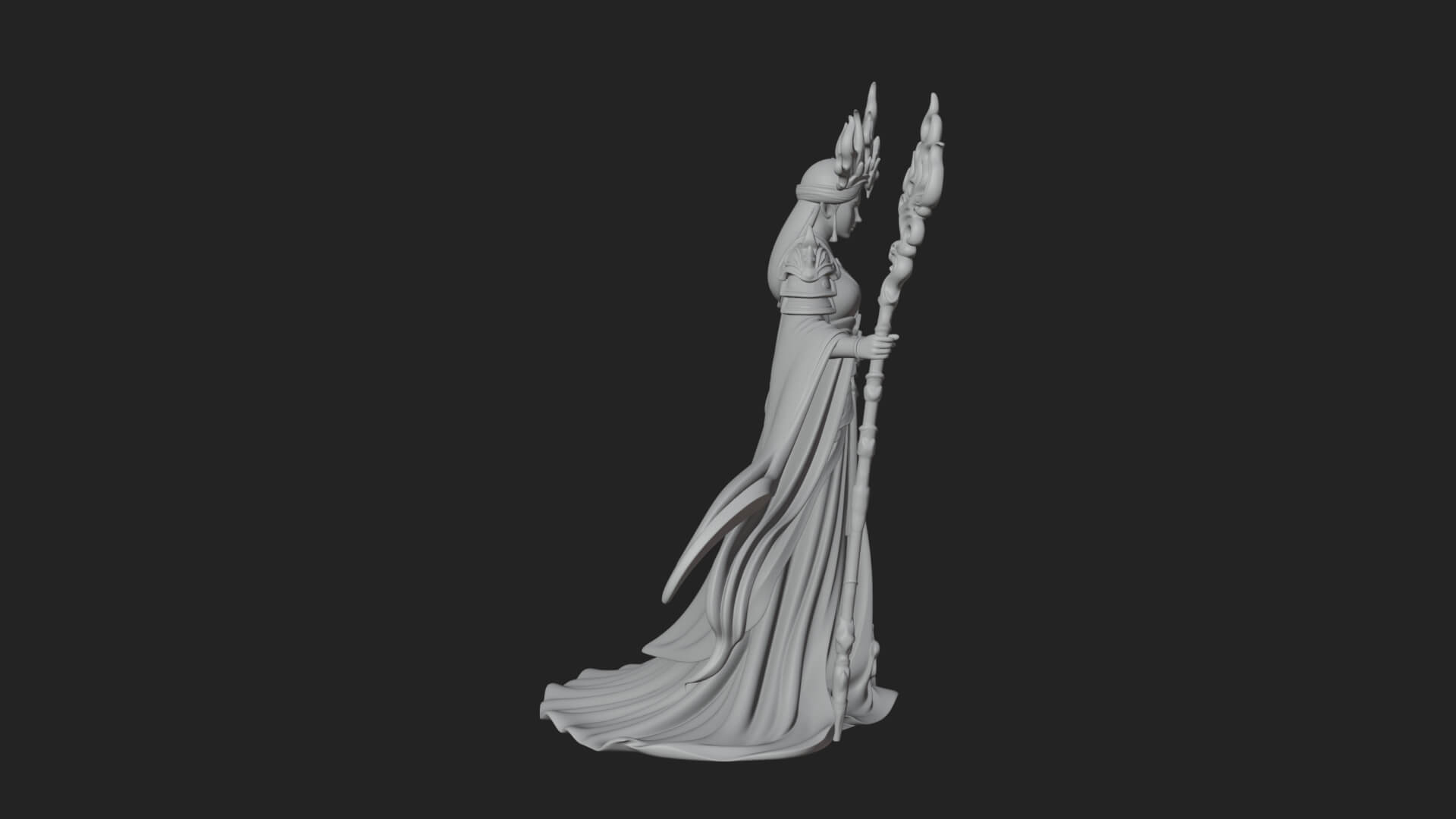 Flame Robed Sorceress Statue Design 4 3D Print Model 3D Model