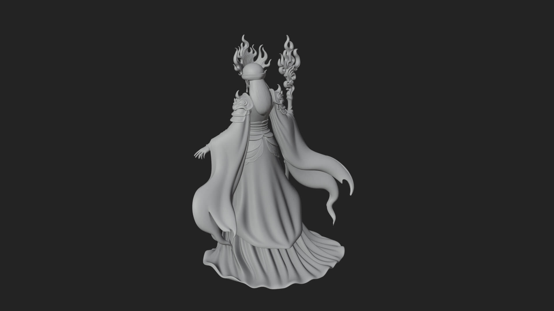 Flame Robed Sorceress Statue Design 4 3D Print Model 3D Model