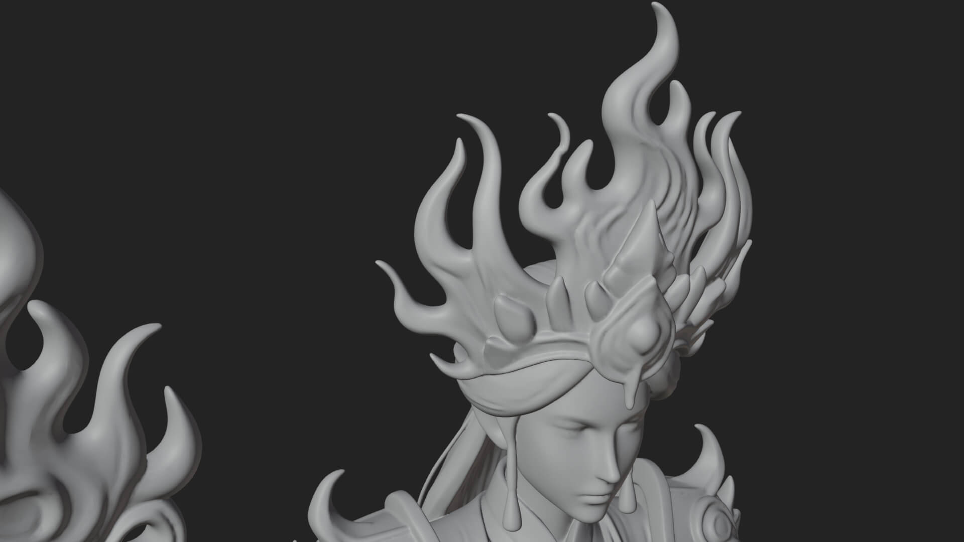 Flame Robed Sorceress Statue Design 4 3D Print Model 3D Model
