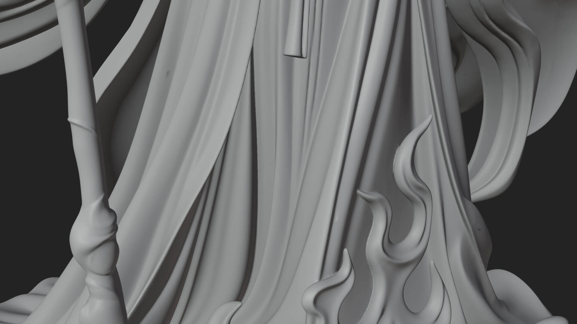 Flame Robed Sorceress Statue Design 4 3D Print Model 3D Model