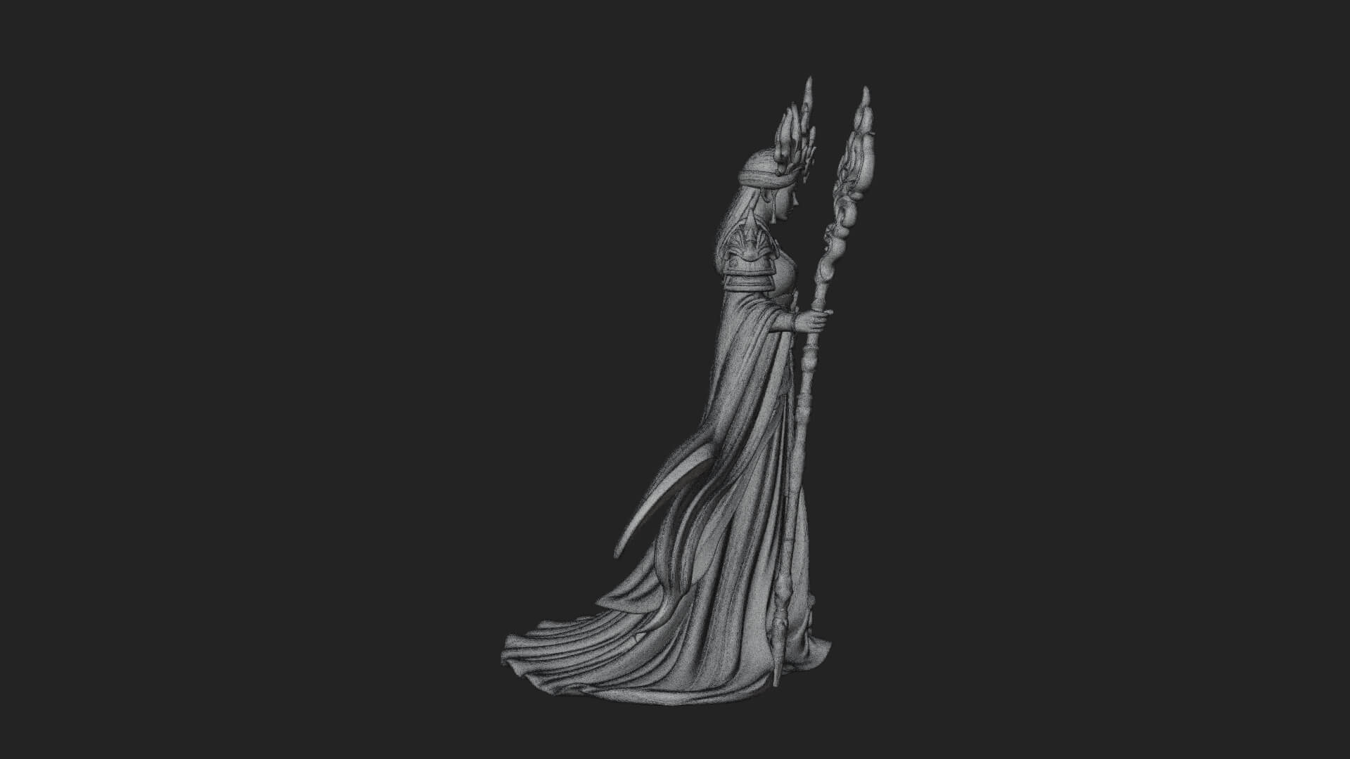 Flame Robed Sorceress Statue Design 4 3D Print Model 3D Model