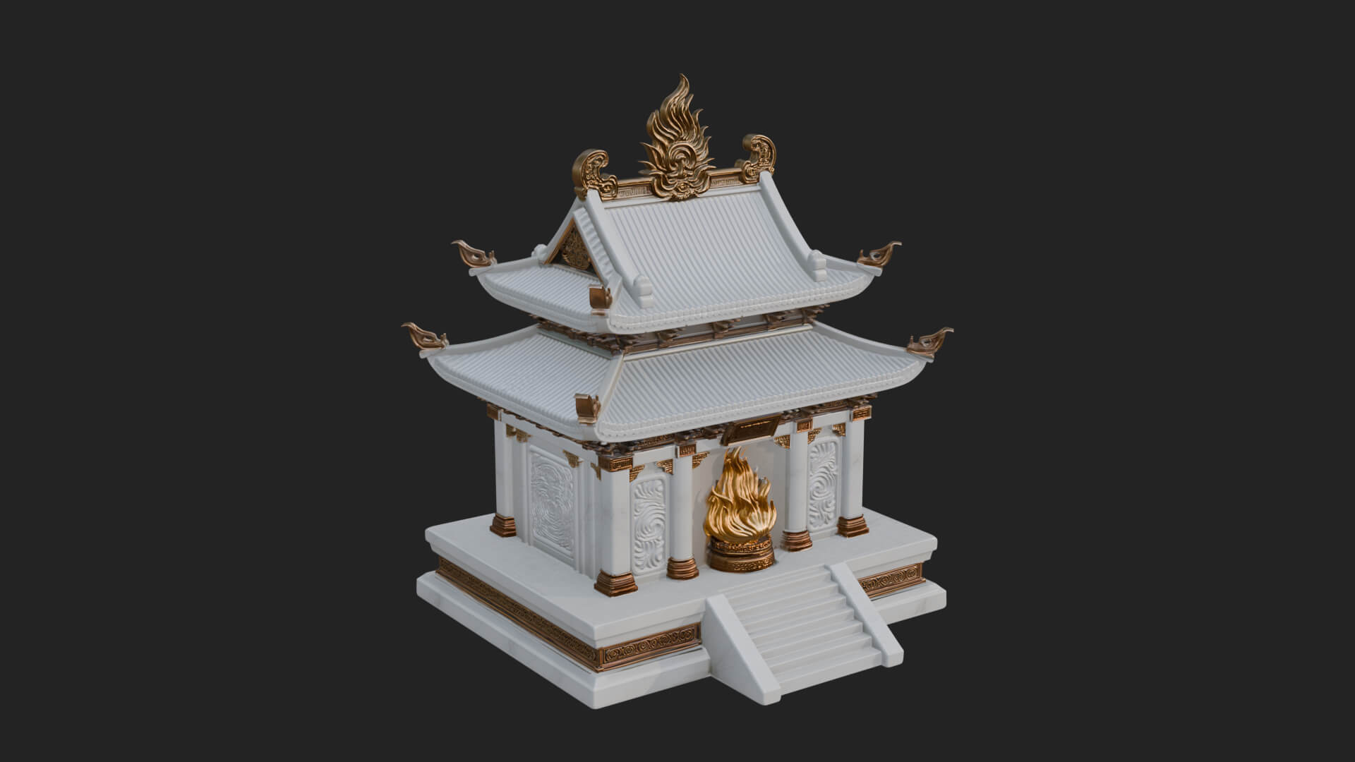 Flame Shrine Temple Design 1 3D Print Model 3D Model