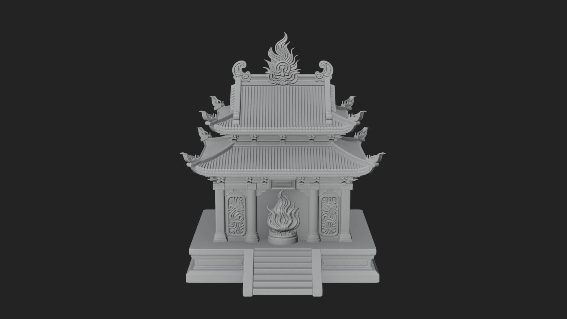 Flame Shrine Temple Design 1 3D Print Model 3D Model