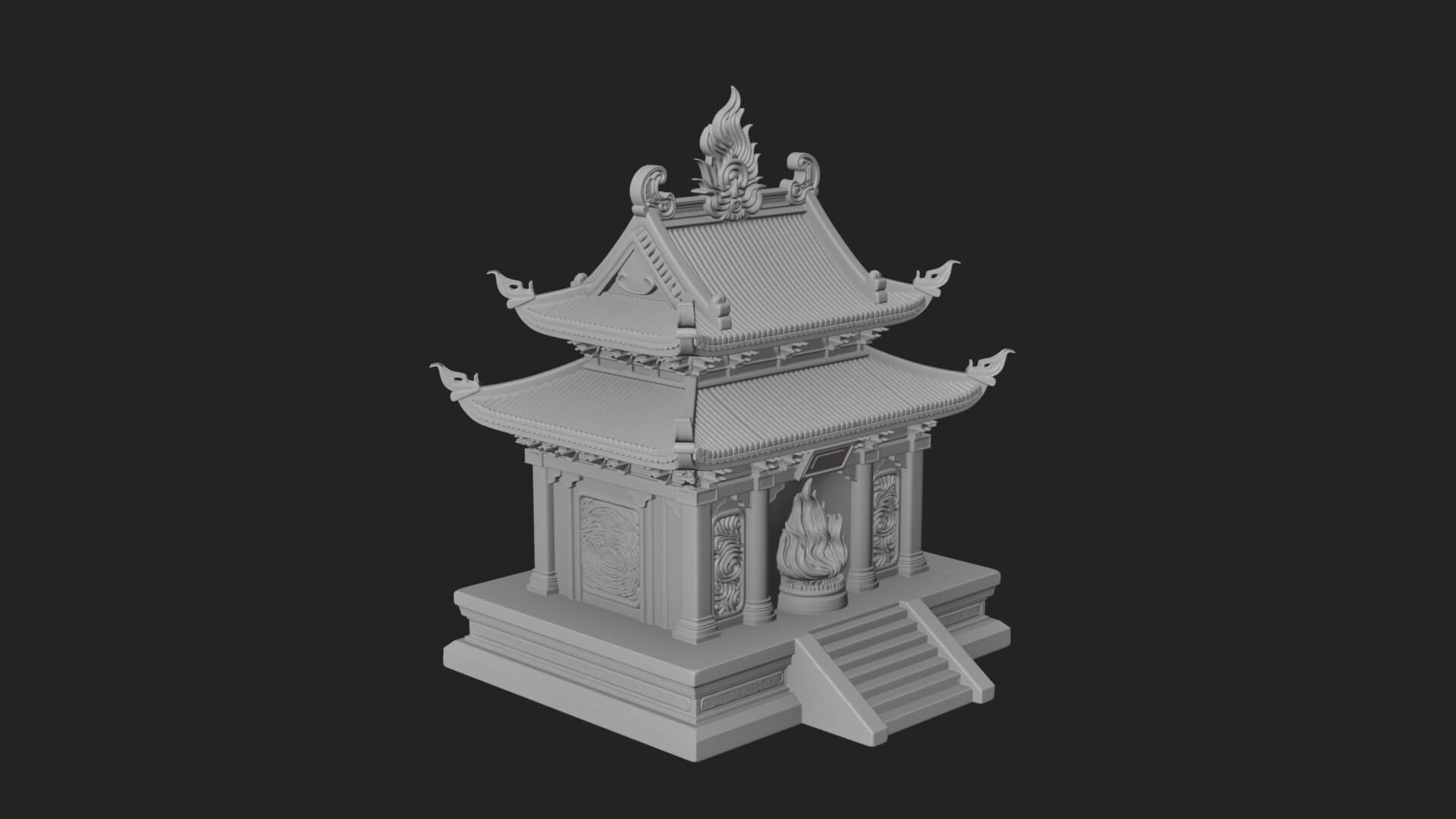 Flame Shrine Temple Design 1 3D Print Model 3D Model