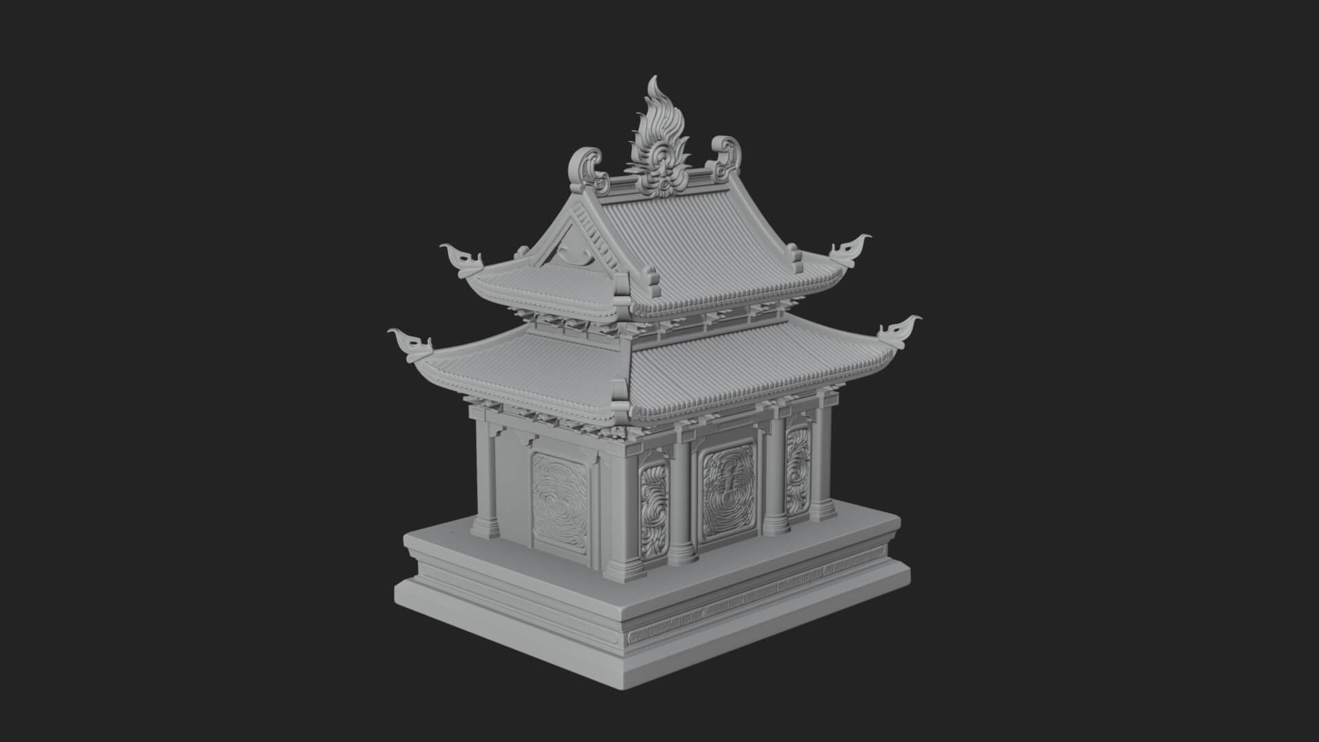 Flame Shrine Temple Design 1 3D Print Model 3D Model