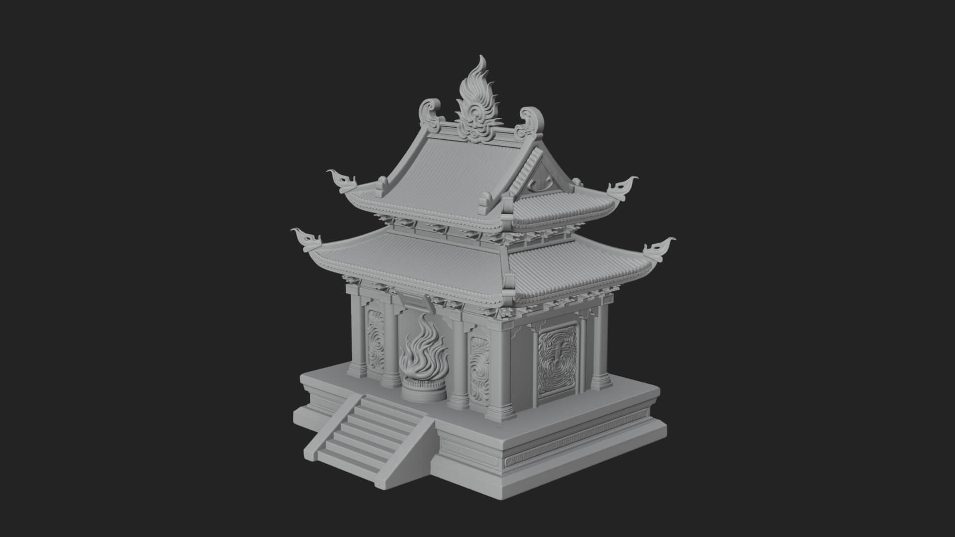 Flame Shrine Temple Design 1 3D Print Model 3D Model