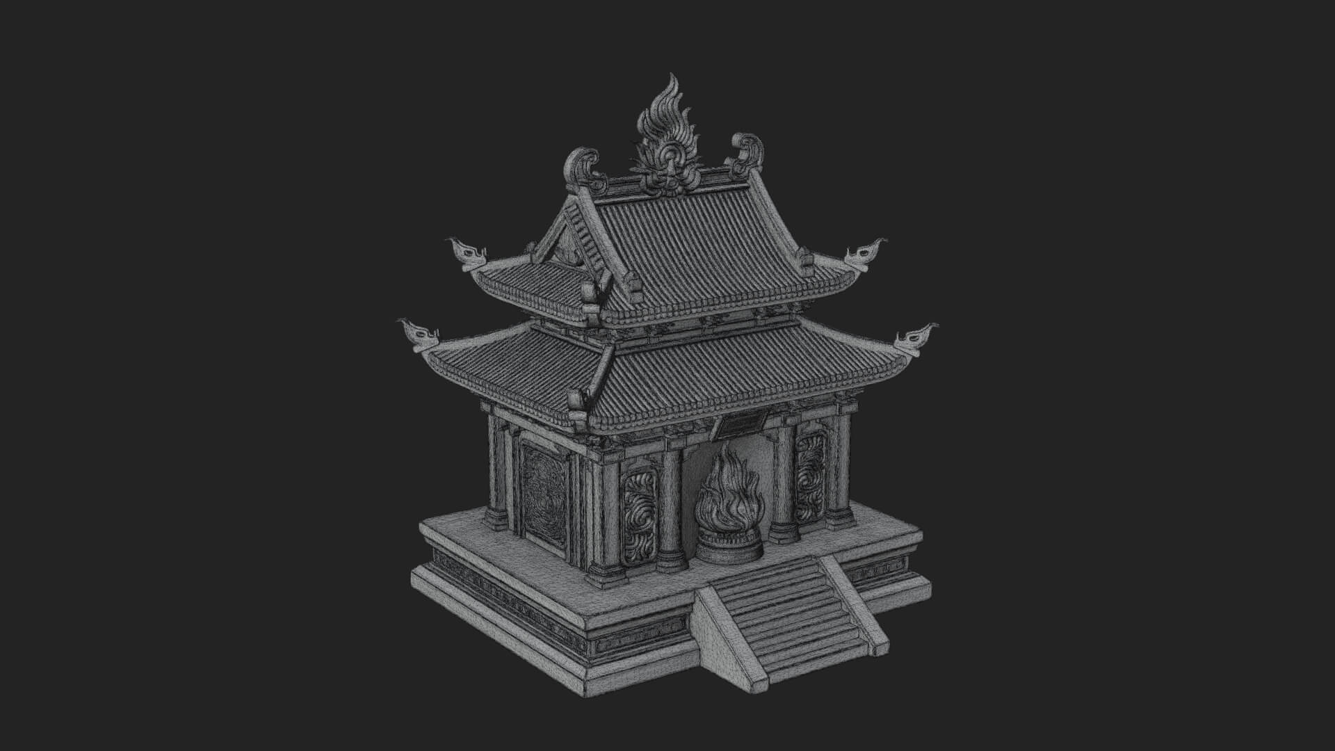 Flame Shrine Temple Design 1 3D Print Model 3D Model
