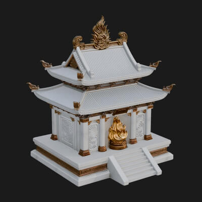 Flame Shrine Temple Design 1 3D Print Model
