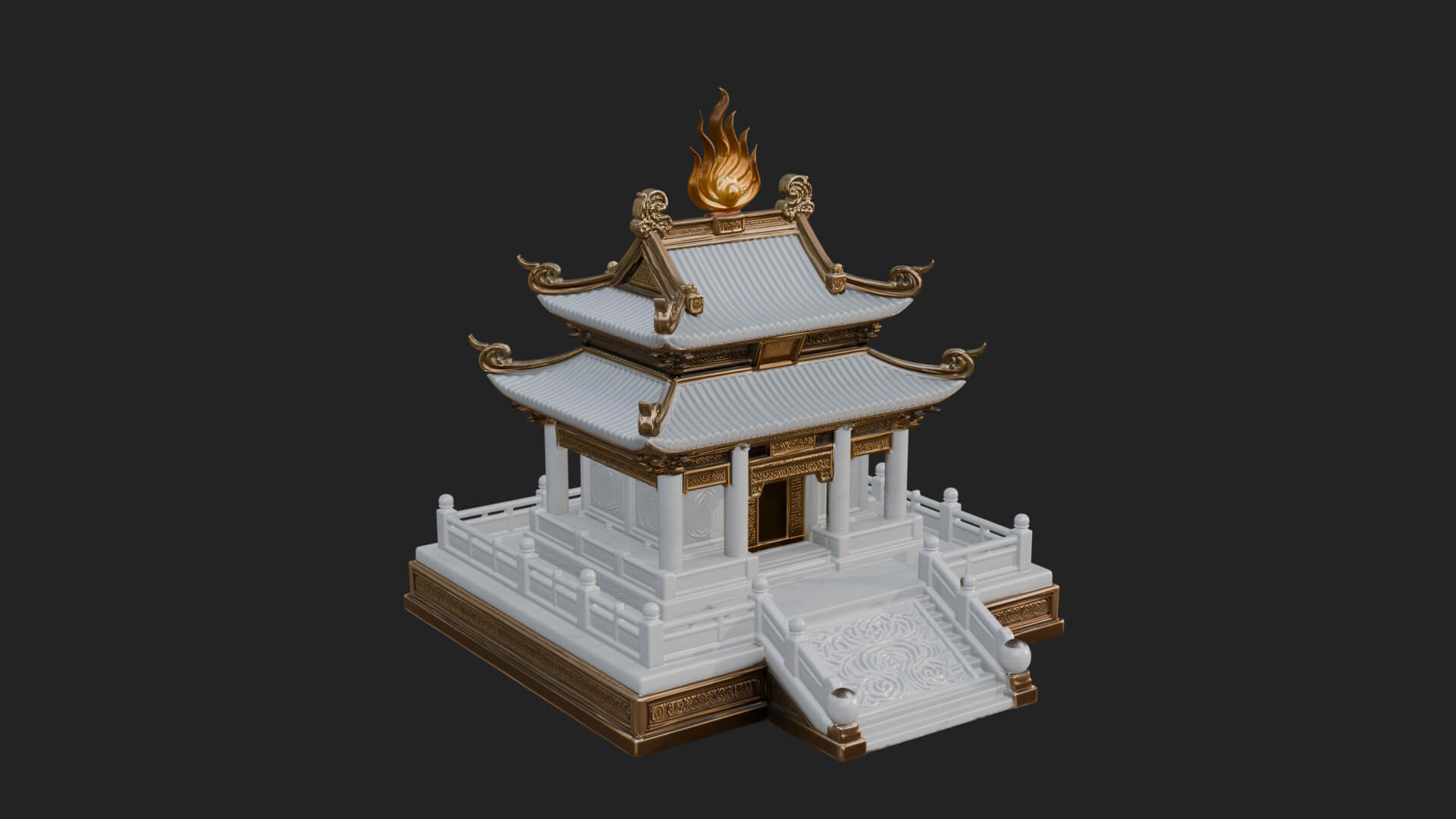 Flame Shrine Temple Design 2 3D Print Model 3D Model