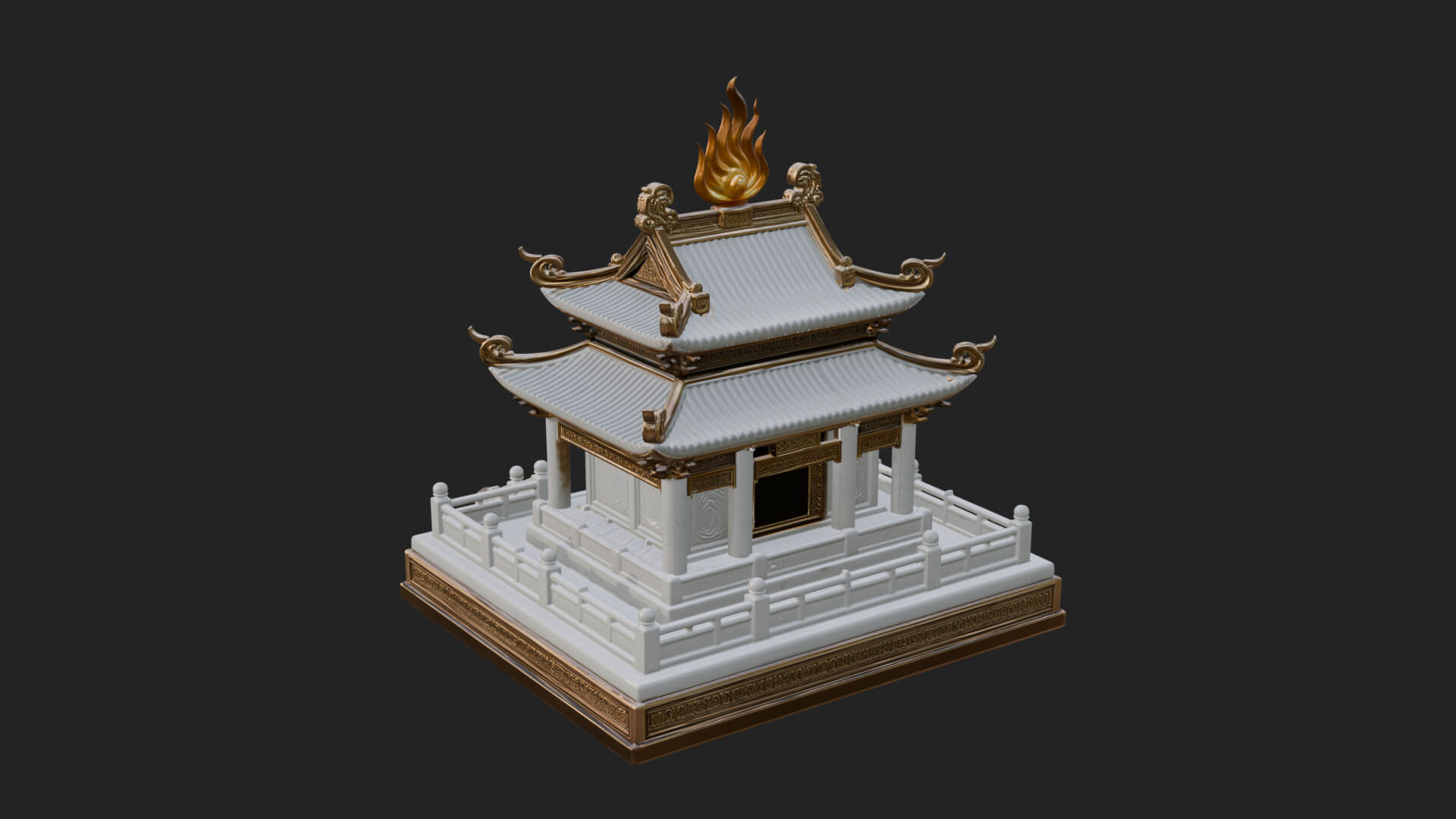 Flame Shrine Temple Design 2 3D Print Model 3D Model