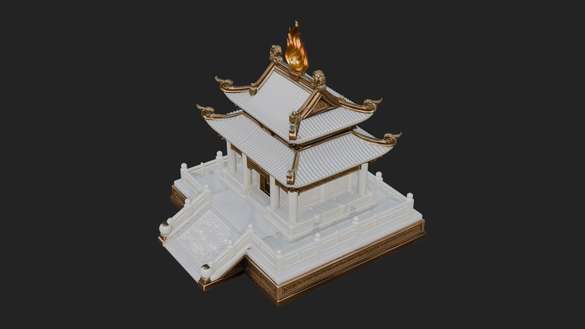 Flame Shrine Temple Design 2 3D Print Model 3D Model