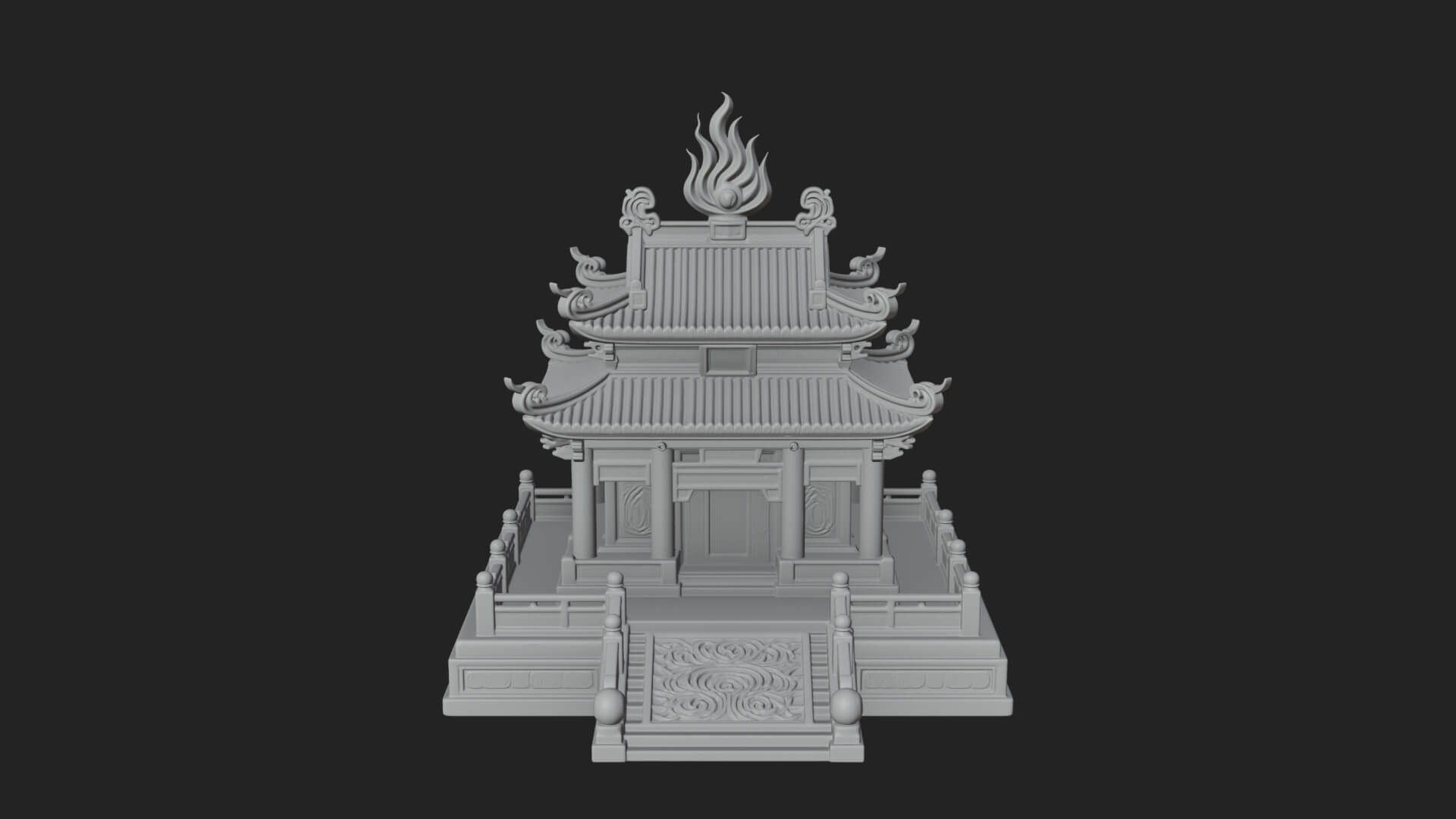 Flame Shrine Temple Design 2 3D Print Model 3D Model