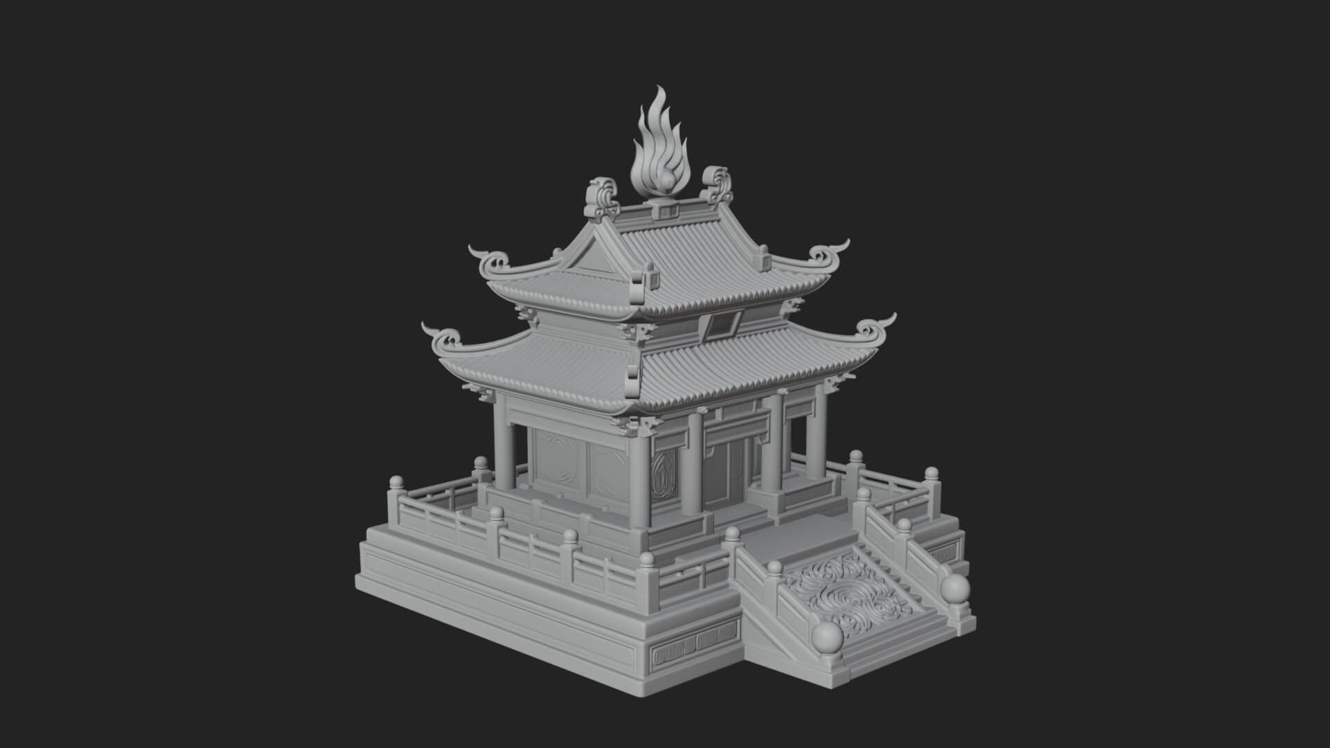 Flame Shrine Temple Design 2 3D Print Model 3D Model
